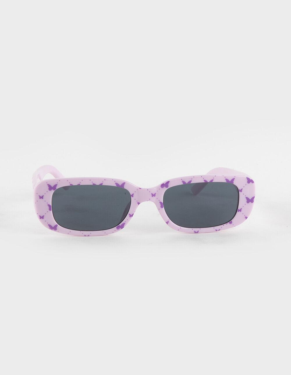 RSQ Butterfly Print Rectangle Sunglasses - PINK Product Image
