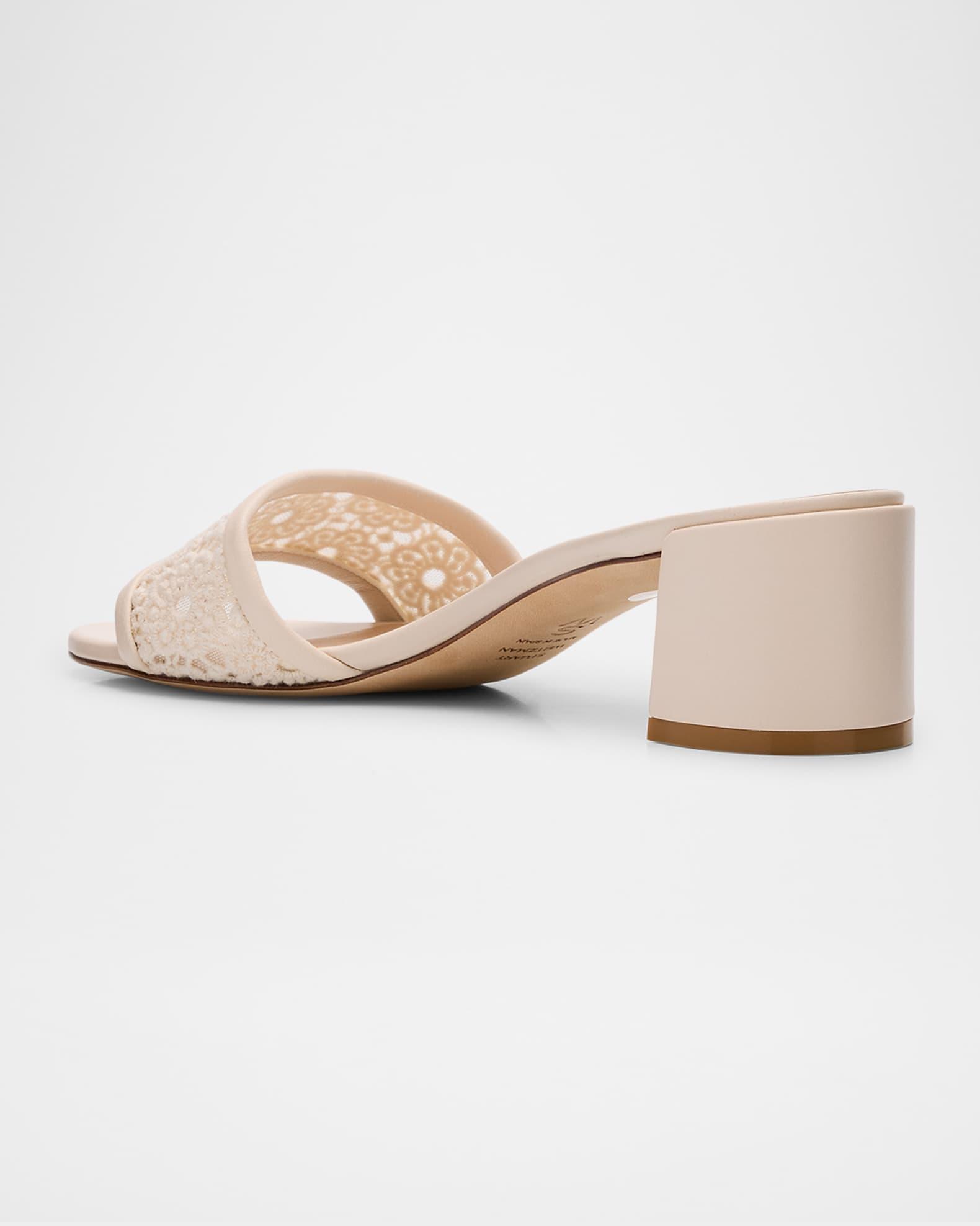 Fia Cotton Block-Heel Slide Sandals Product Image