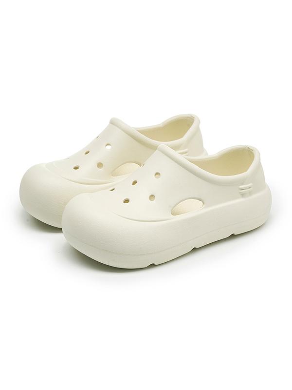 Hollow Round Cut Solid Color Crocs Platform Shoes Sandals Product Image