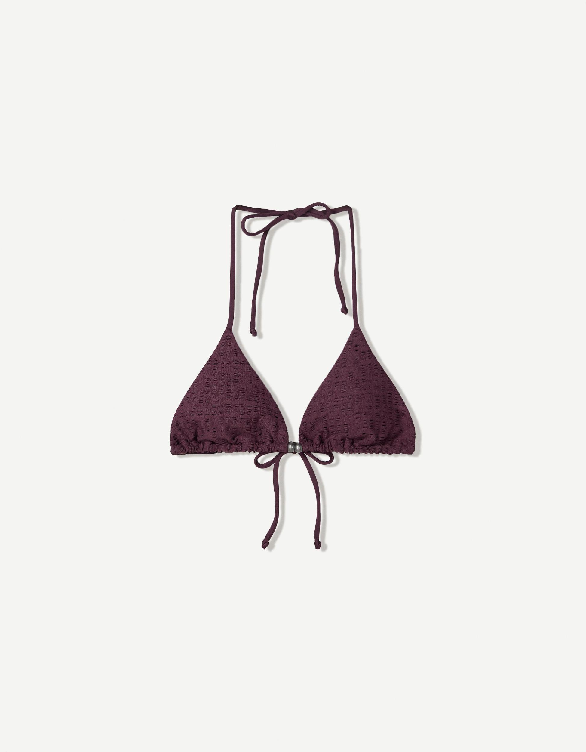Textured triangle bikini top Product Image
