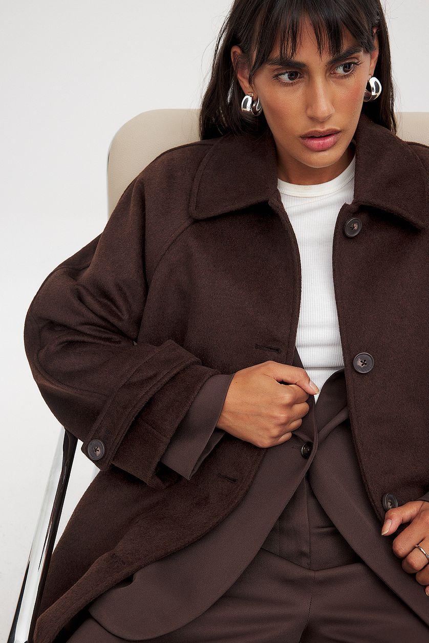 Raglan Sleeve Wool Blend Coat Product Image