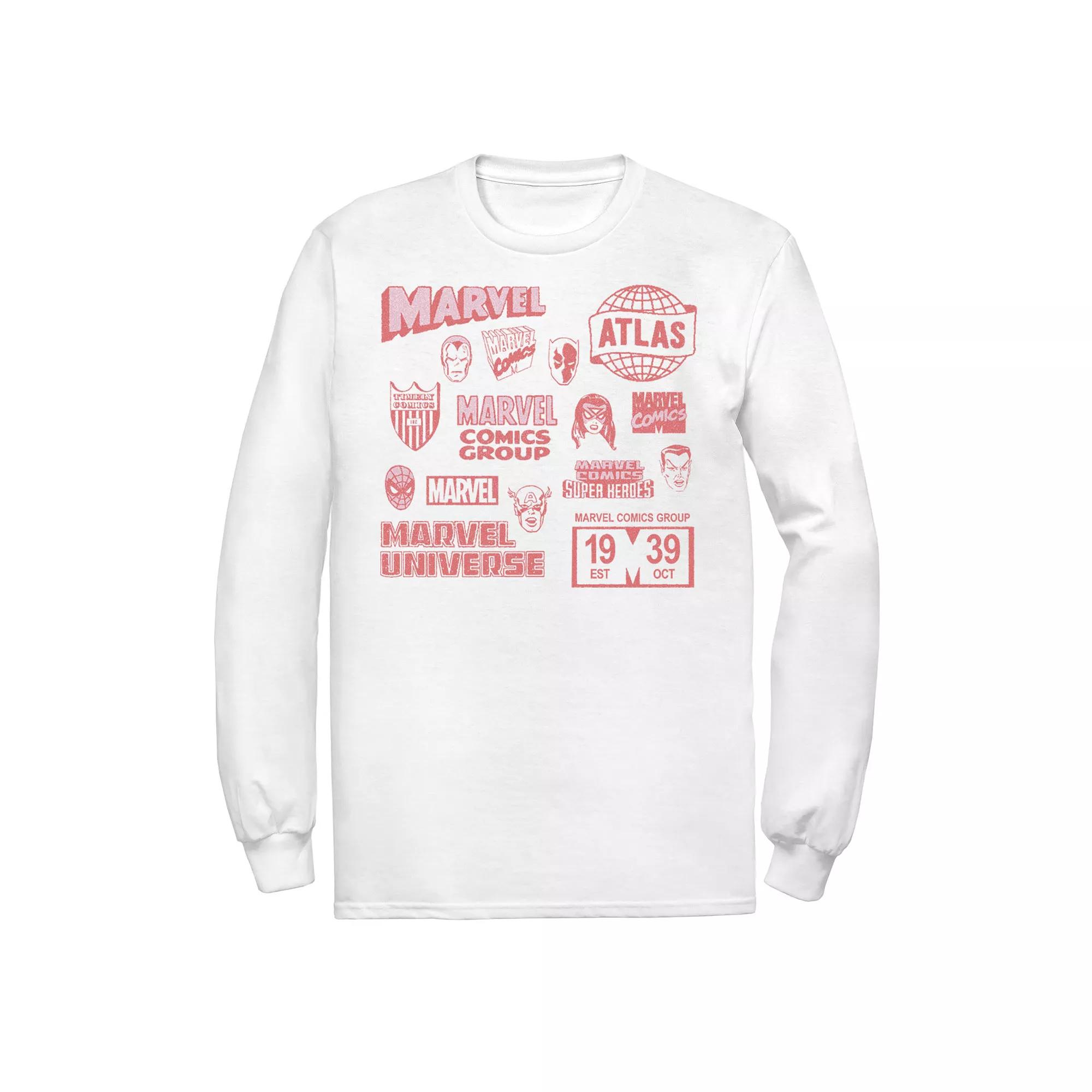 Men's Marvel Vintage Logos And Heroes Mash Up Collage Tee, Boy's, Size: XL, White Product Image