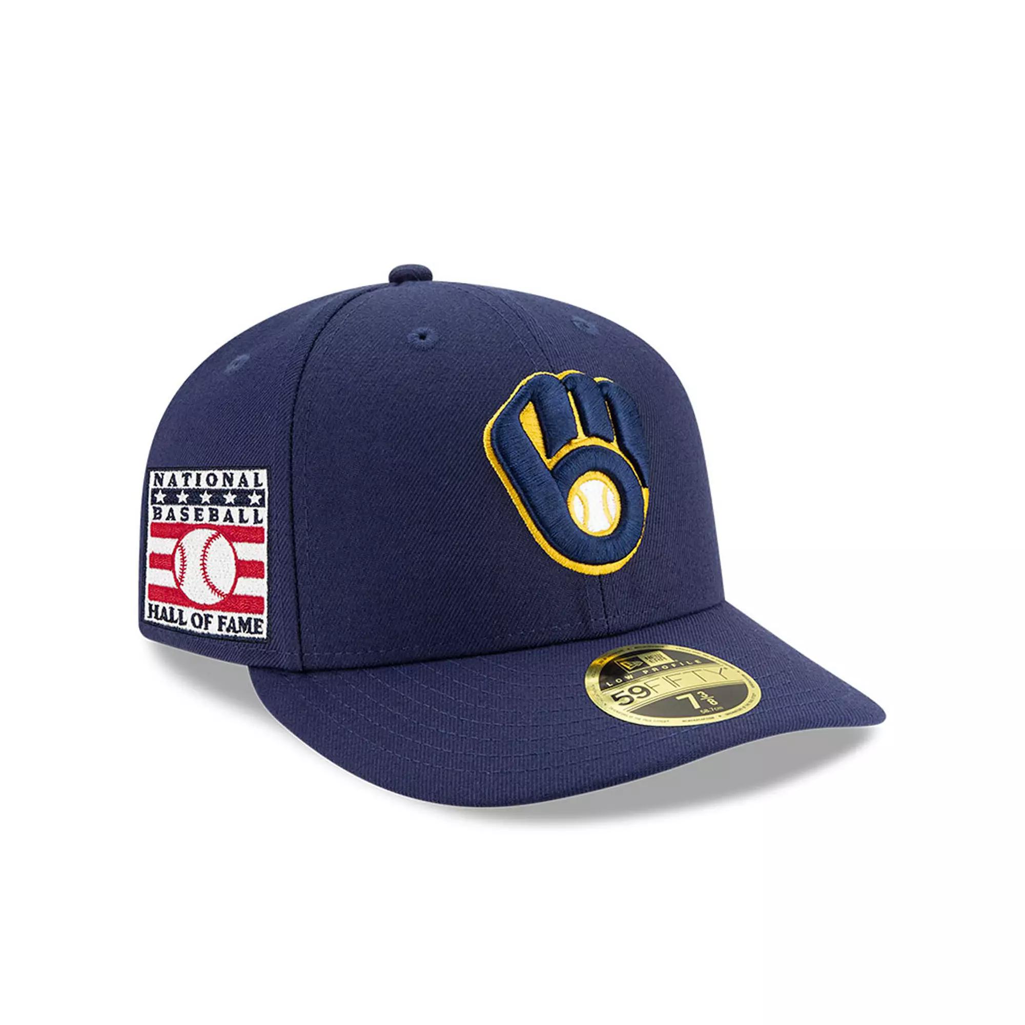 Men's New Era Navy Milwaukee Brewers National Baseball Hall of Fame Low Profile 59FIFTY Fitted Hat, Size: 7 1/8, Blue Product Image