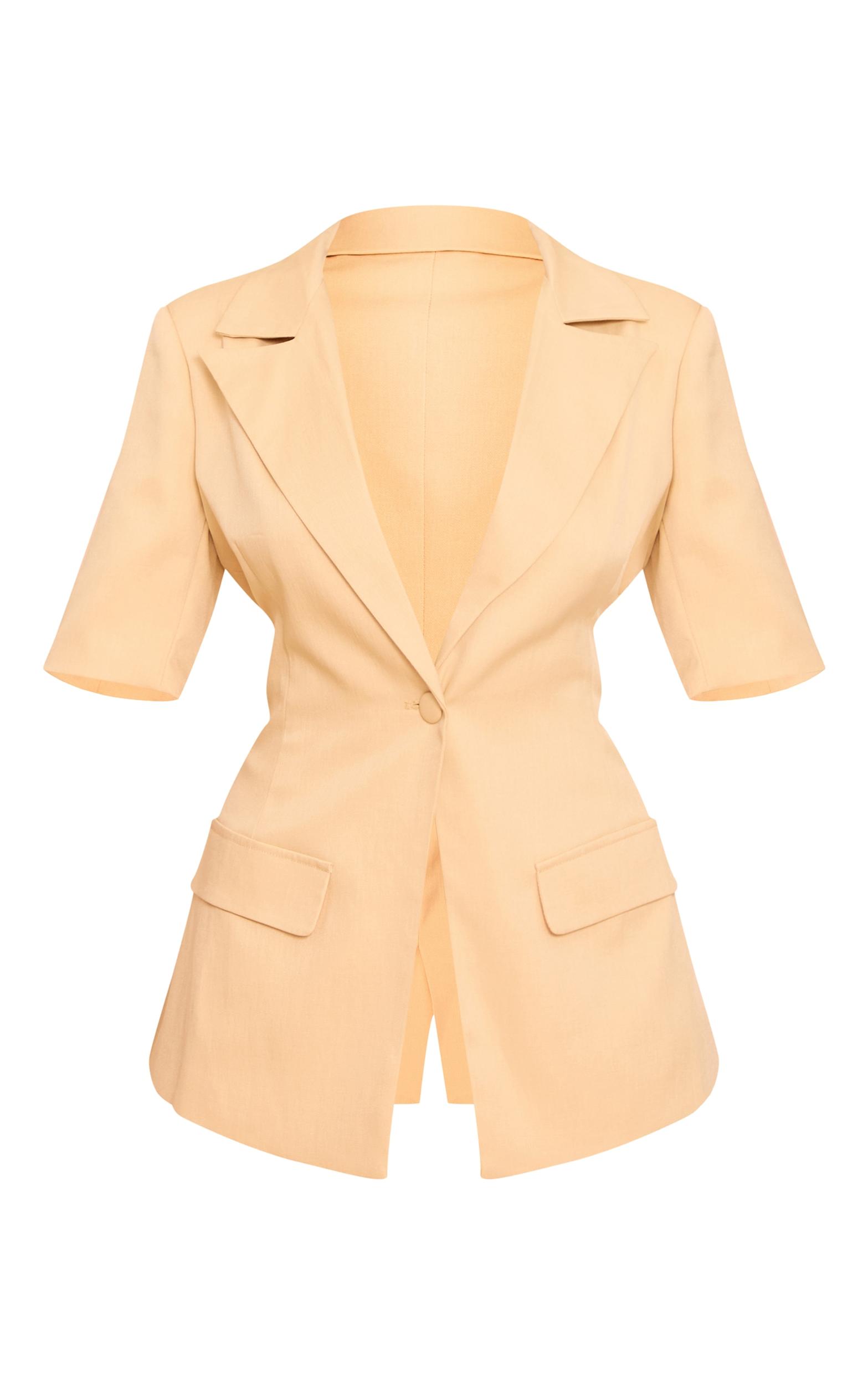 Butter Yellow Short Sleeve Button Blazer Product Image
