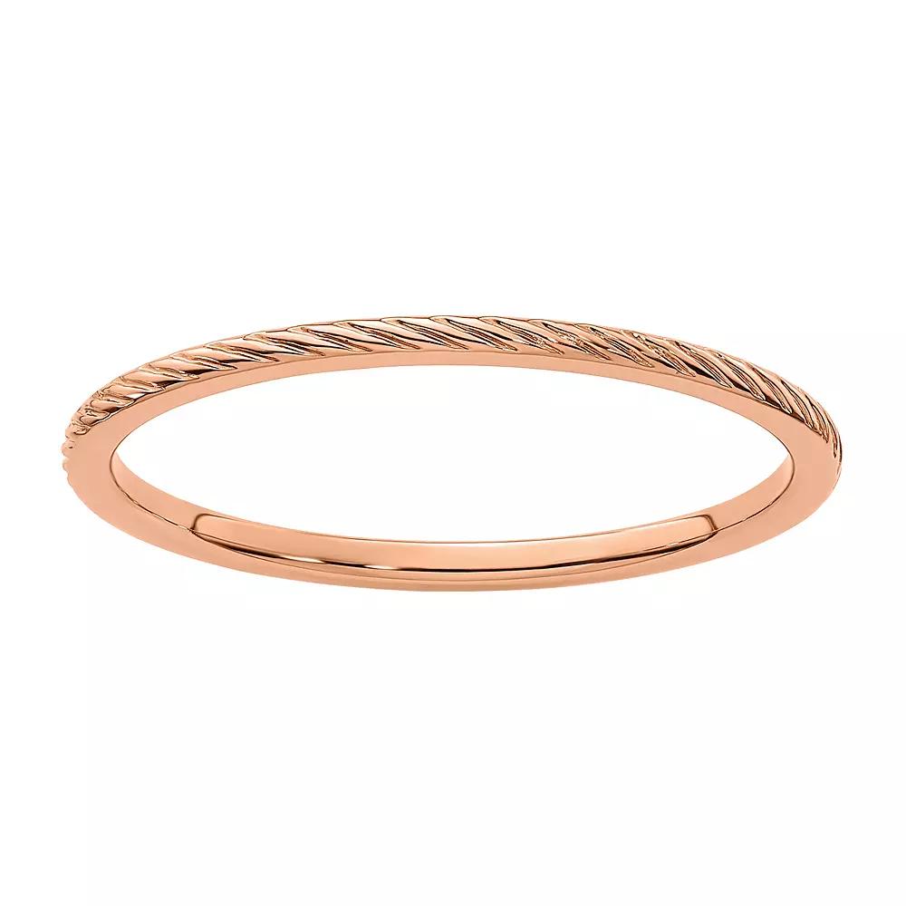 Stacks & Stones 10k Gold 1.2 mm Twisted Wire Pattern Stackable Band, Womens, Pink Product Image