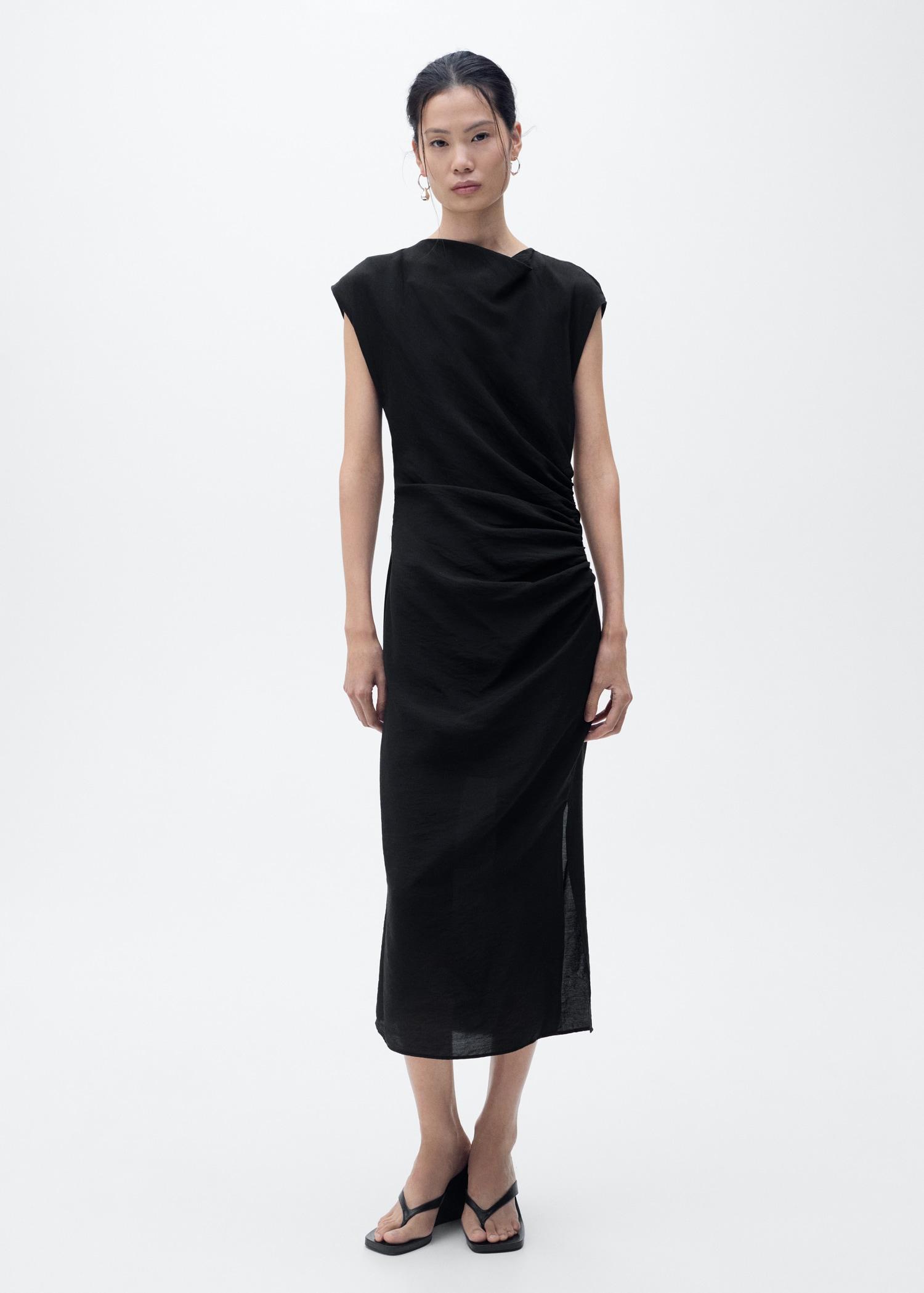 Draped straight dress - Women | MANGO USA Product Image