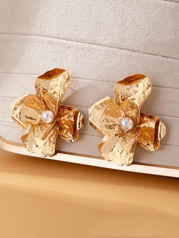 Flower Shape Shiny Earrings Accessories Product Image