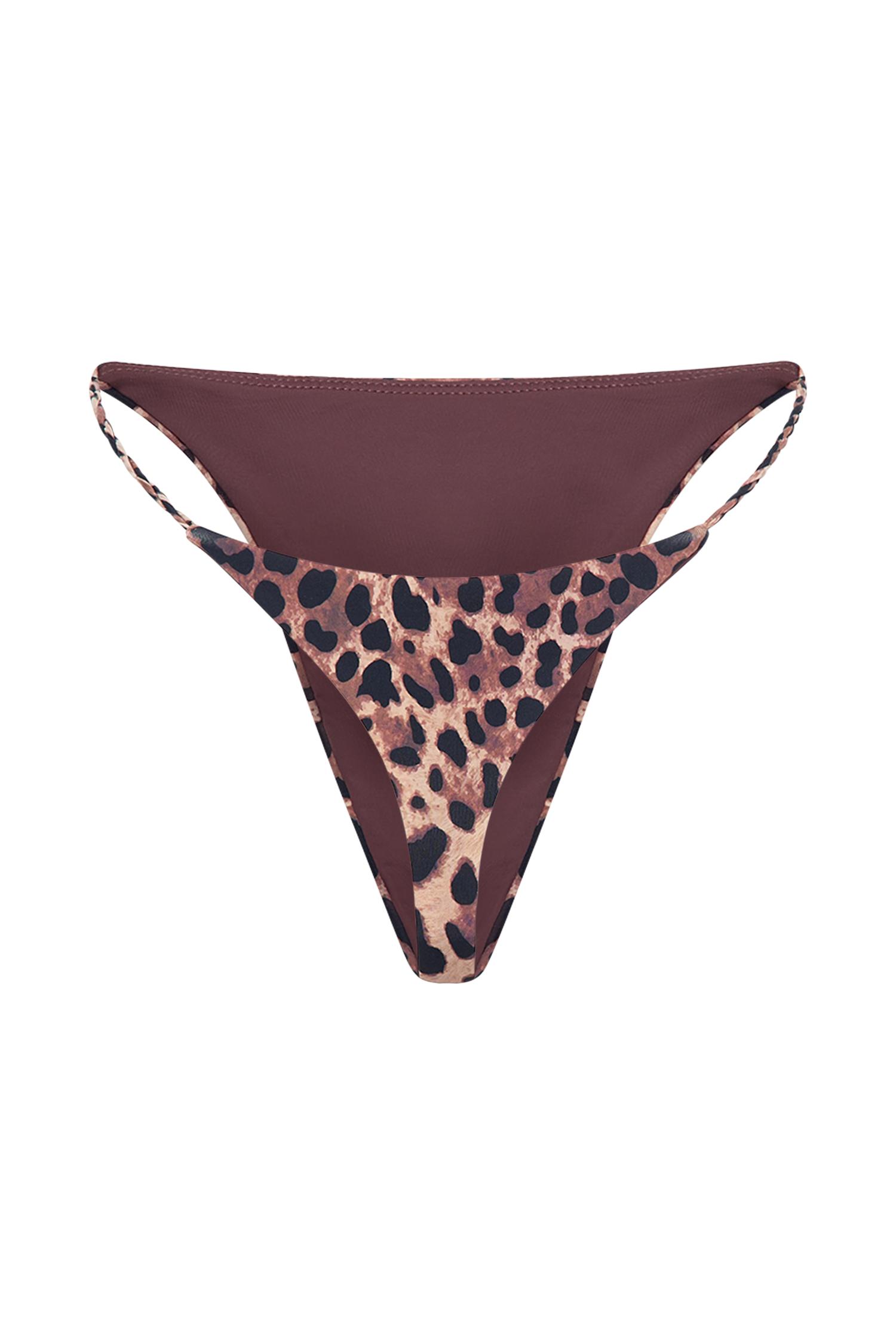 Melika Braided Bikini Bottoms - Leopard Print Product Image