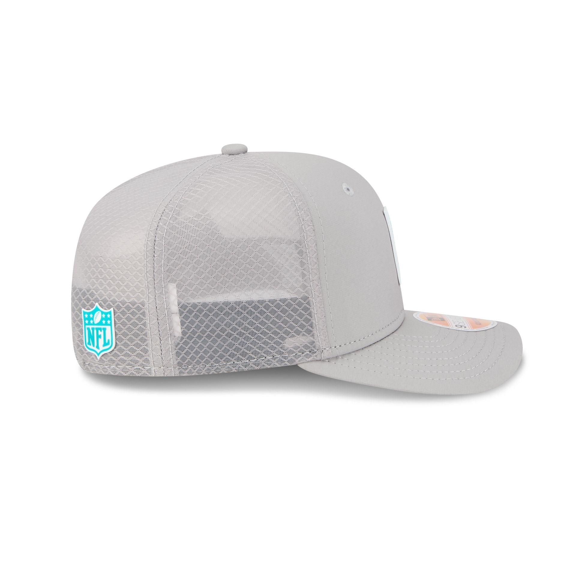 Miami Dolphins 2025 Sideline Hot Weather Gray 9SEVENTY Trucker Hat Male Product Image