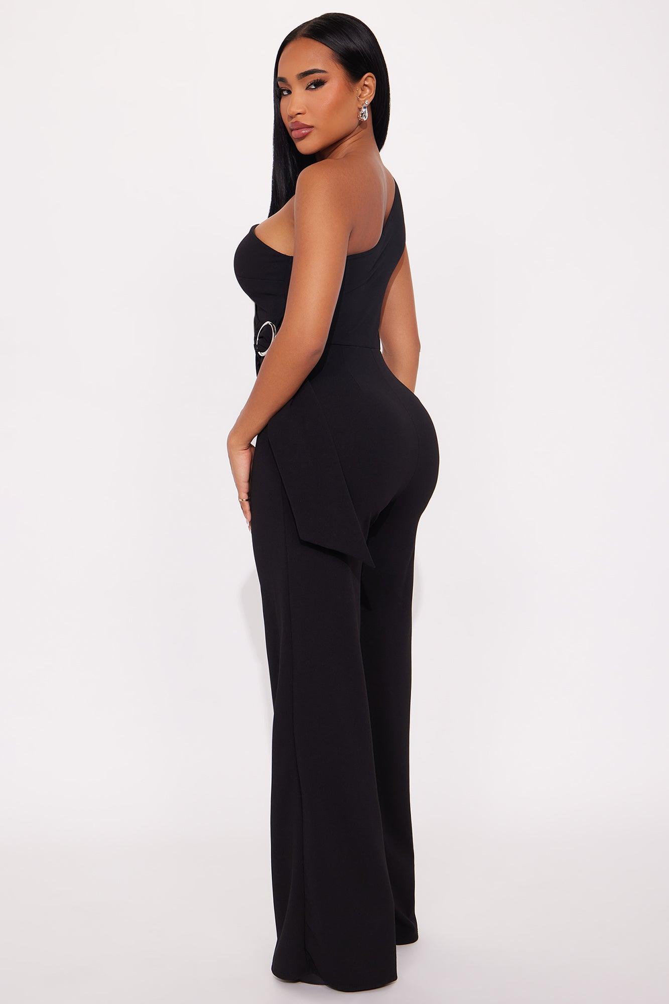 Best Intentions One Shoulder Wide Leg Jumpsuit - Black Female Product Image