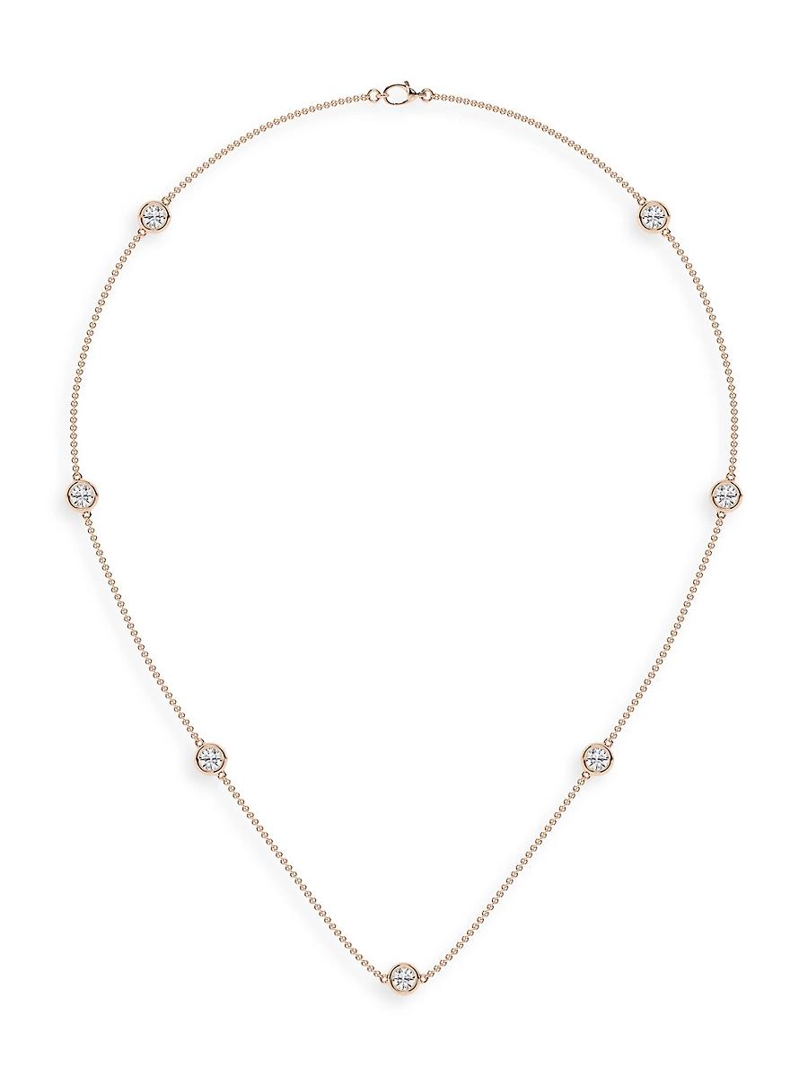 Womens 14K Rose Gold & Lab-Grown 7-Diamond Station Necklace/0.70 2.10 Tcw - Product Image