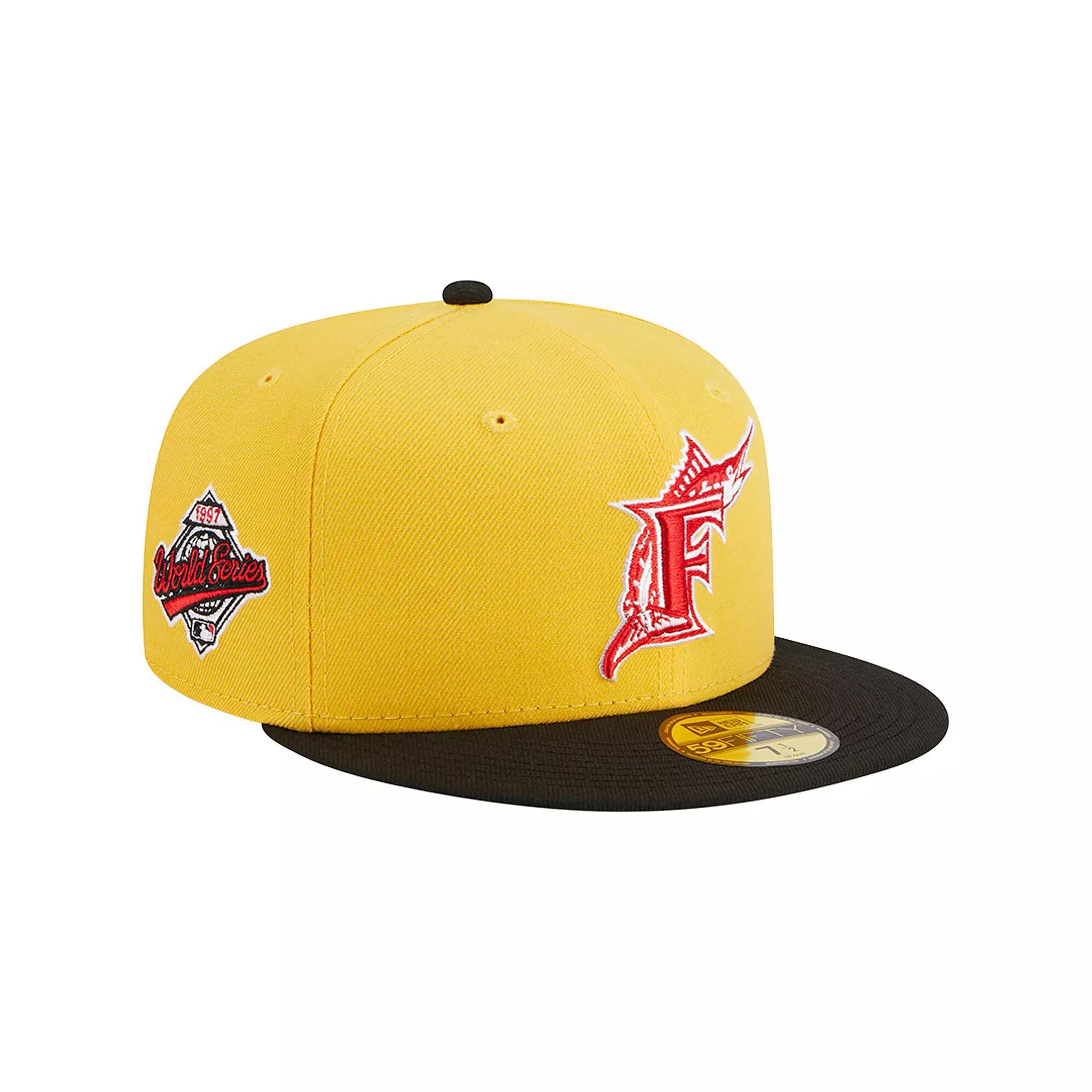 Men's New Era Yellow/Black Florida Marlins Grilled 59FIFTY Fitted Hat, Size: 7 1/4, Mlb Yellow Product Image