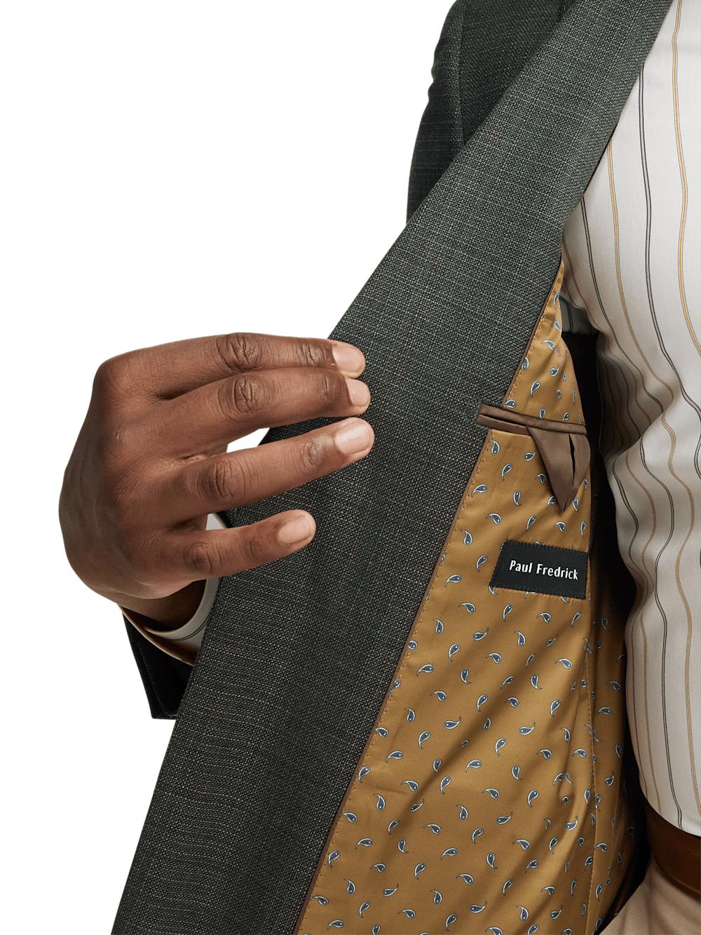 Wool Single Breasted Notch Lapel Sport Coat - Green/tan Product Image