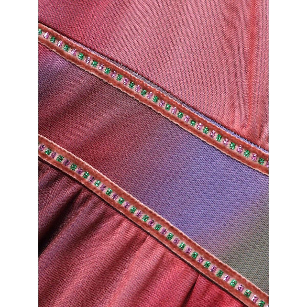 Plus Size Tie Dye Woven Ribbon Split Hem Maxi Dress Multicolor Women Elegant Woven ribbon&lace trim V-neck Short sleeve Curvy BloomChic 14-16/1X Product Image