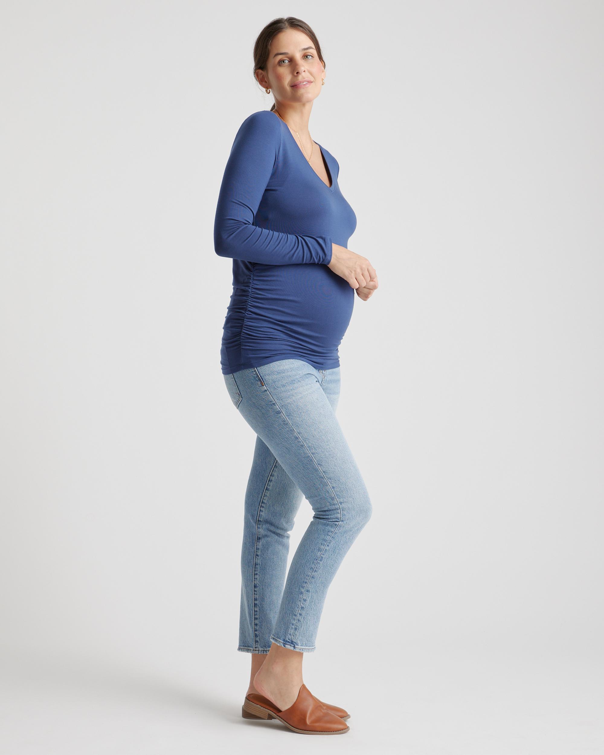 Quince | Women's Tencel Jersey Maternity Ruched Long Sleeve T-Shirt 2-Pack Lenzing Modal Product Image