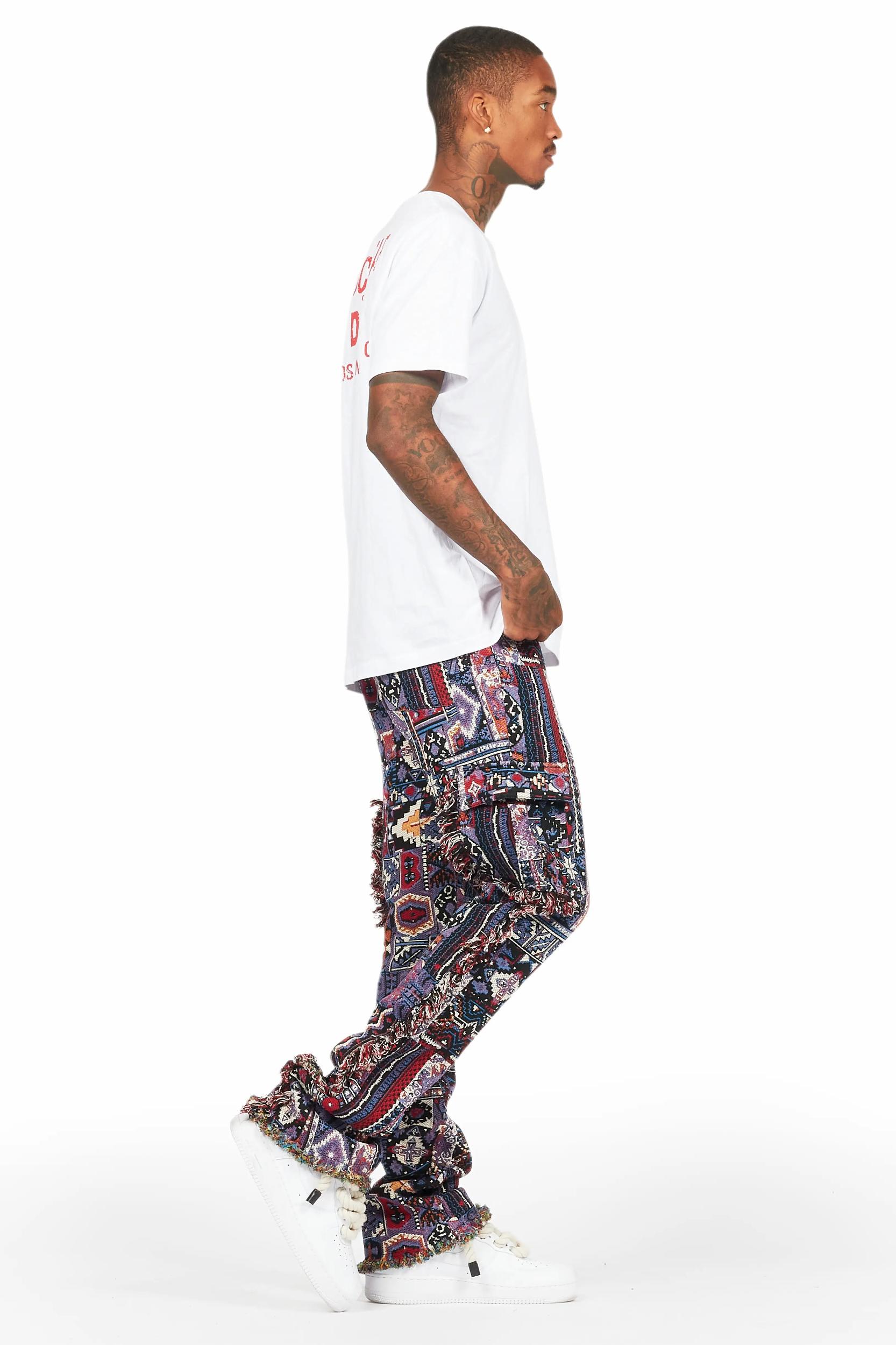 Ayami Purple Slim Tapestry Flare Jean Male Product Image