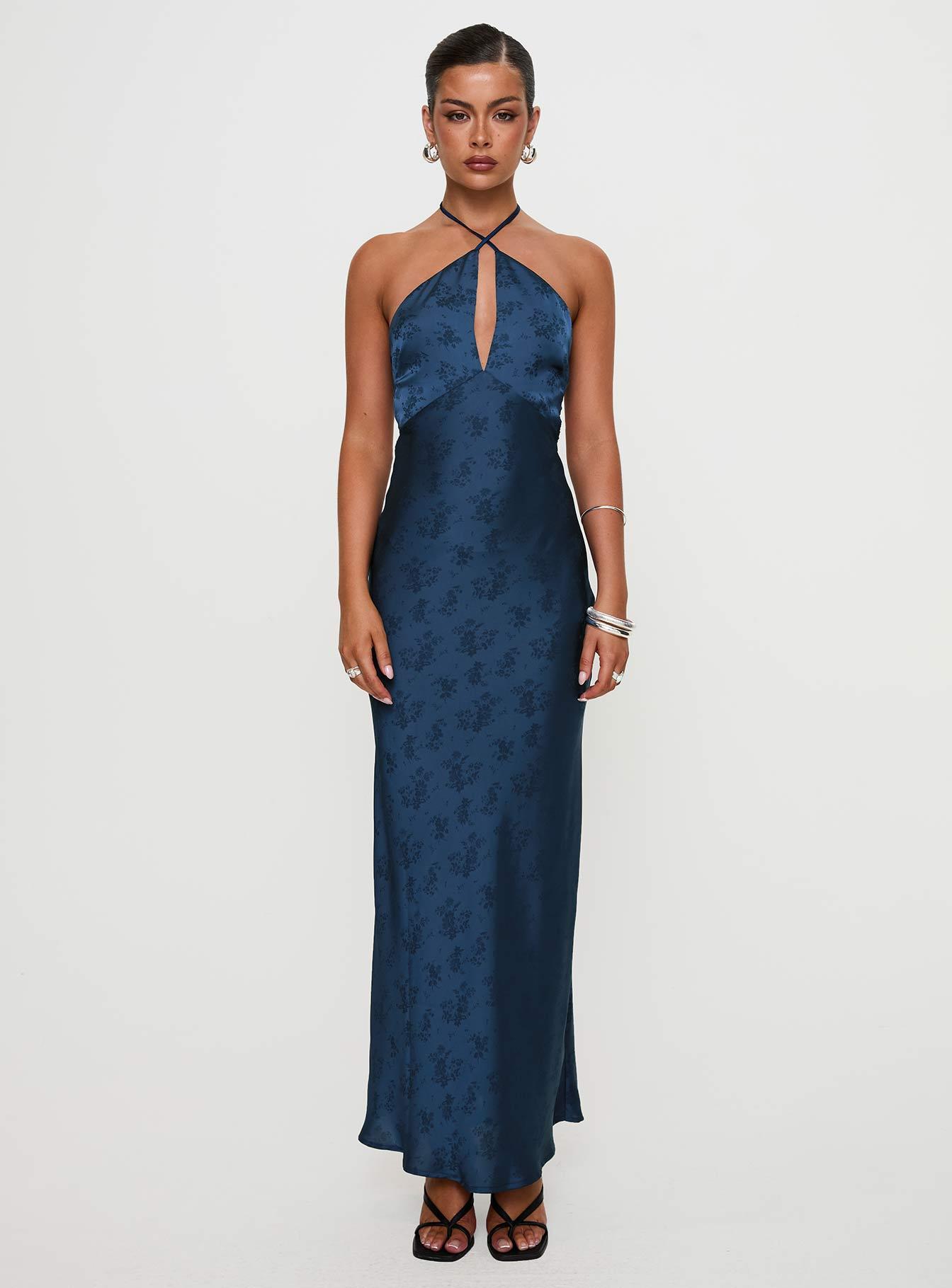Limosina Halter Maxi Dress Navy Product Image