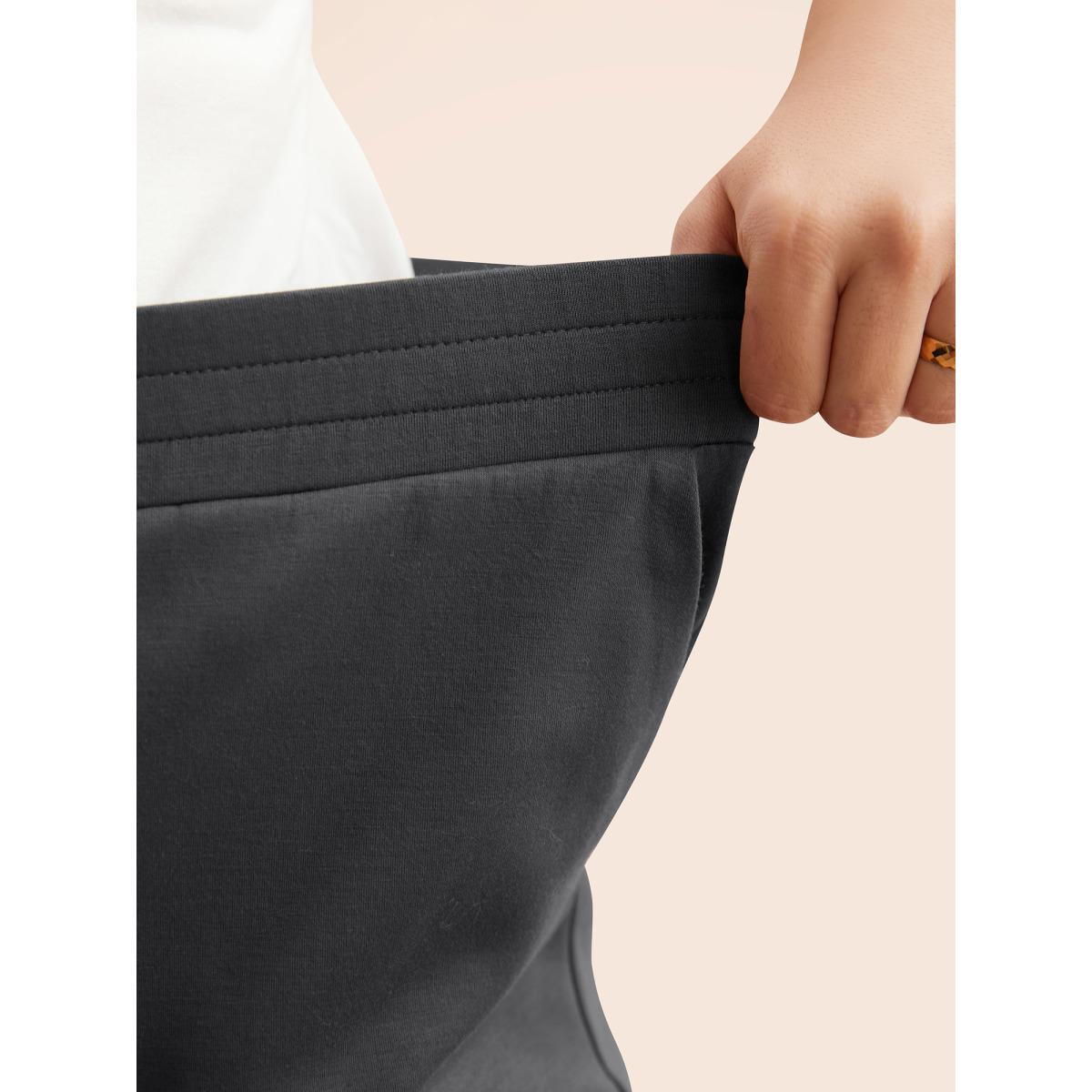 Plus Size Solid Elastic Waist Carrot Pants Women DimGray Casual Mid Rise Everyday Pants BloomChic 18-20/2X Product Image