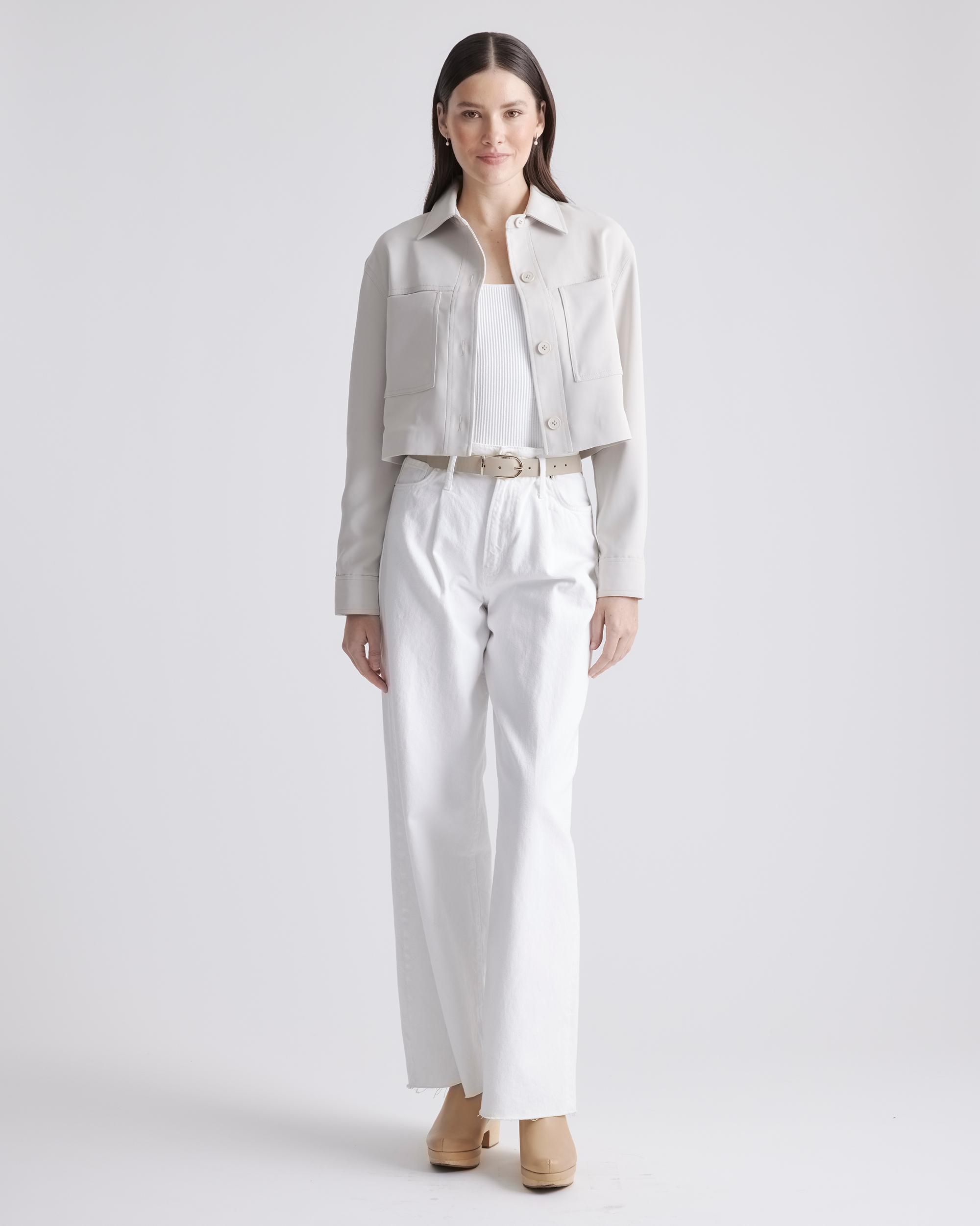 Quince | Women's Stretch Crepe Cropped Jacket Size XL, Recycled Polyester / Spandex Product Image