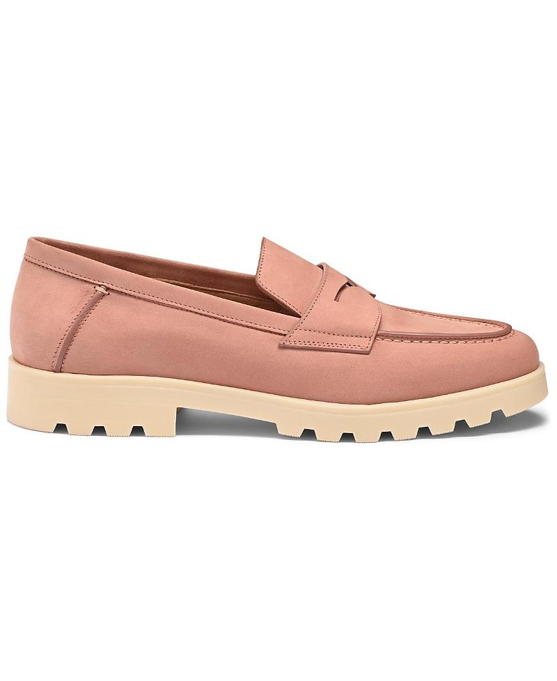 Santoni Womens Pink Nubuck LugSole Loafer Product Image