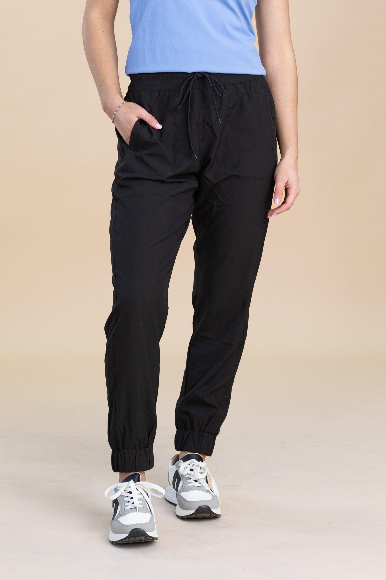 Black High Waisted Solid Knit Joggers Product Image