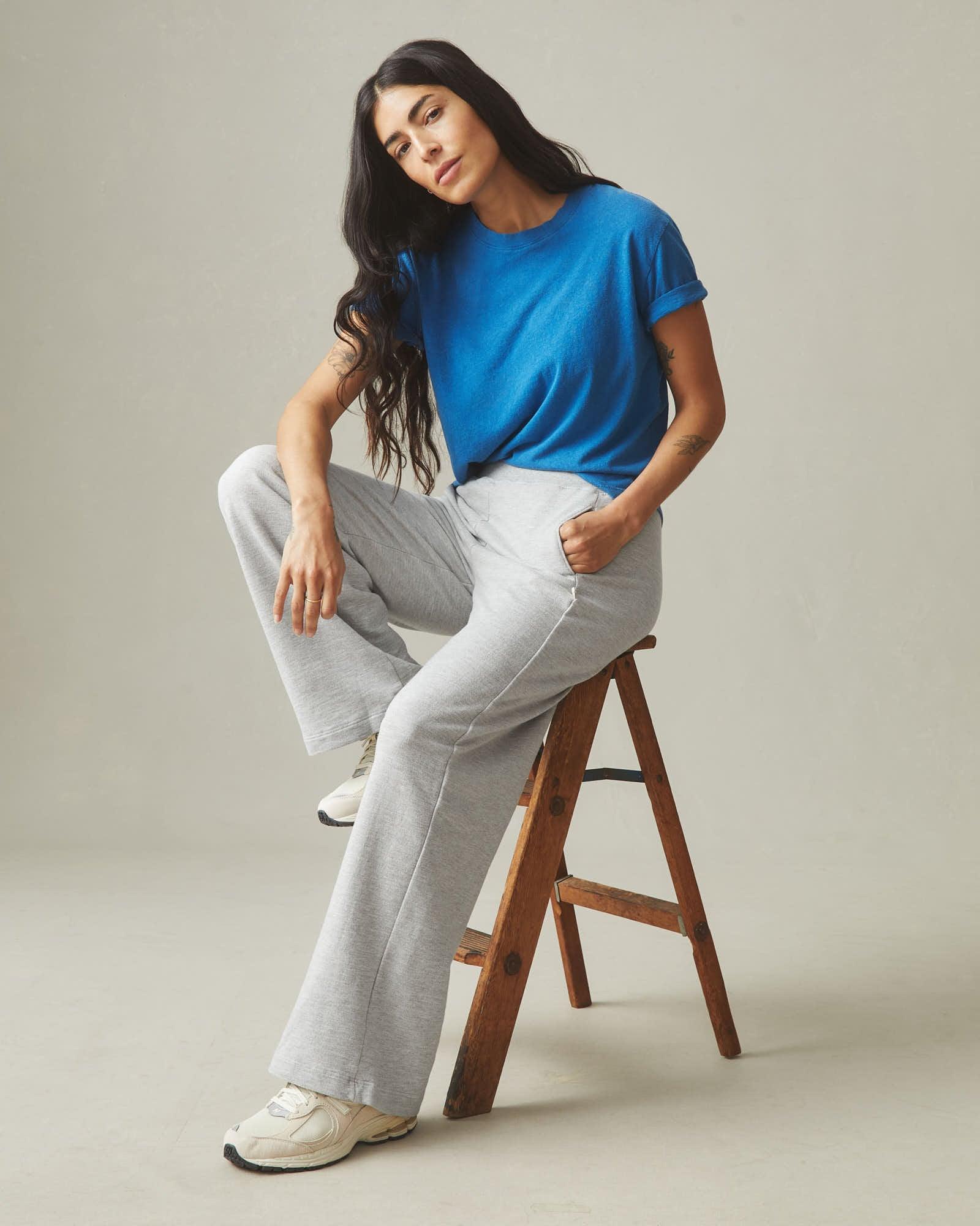 Women's French Terry Straight Sweatpant - Ash Heather Product Image