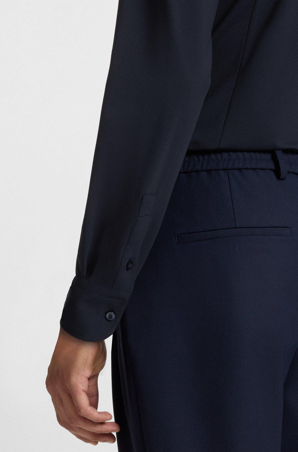 Slim-fit shirt in structured performance-stretch jersey Product Image