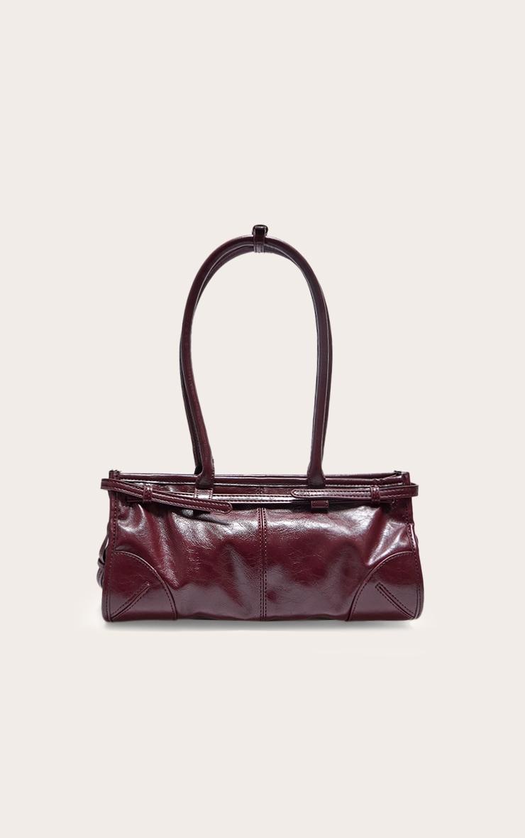 Burgundy Crinkle Long Shoulder Bag Product Image