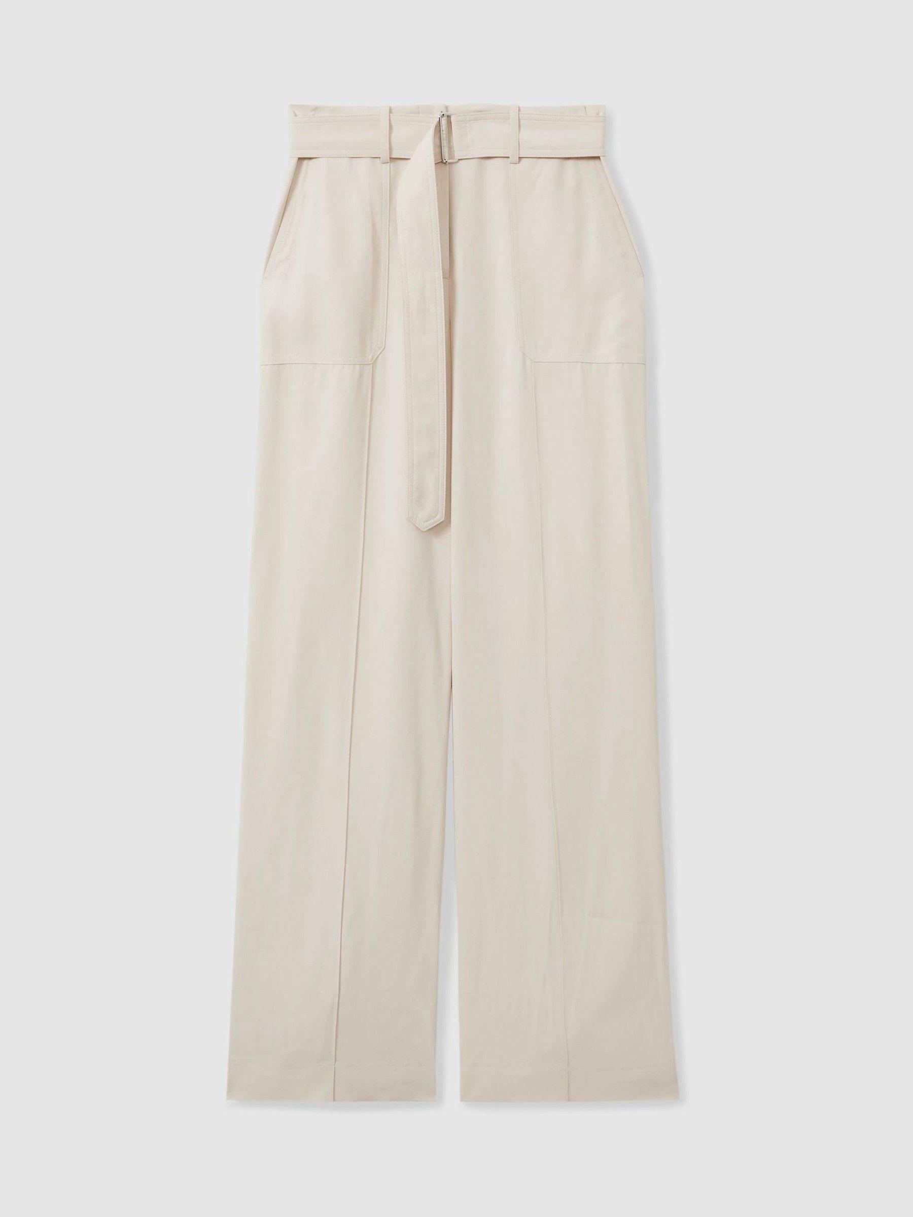 Atelier Wide-Leg Crepe Trousers with Wool in Ivory Product Image