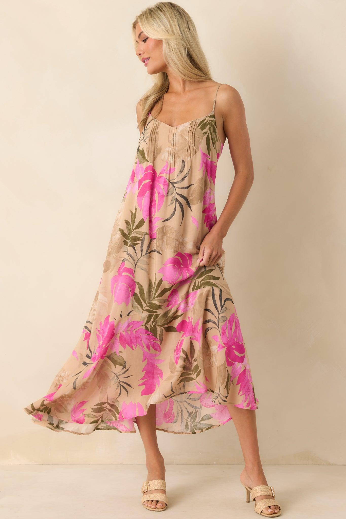 Z Supply Tan Multi Print Benson Tropical Maxi Dress Product Image