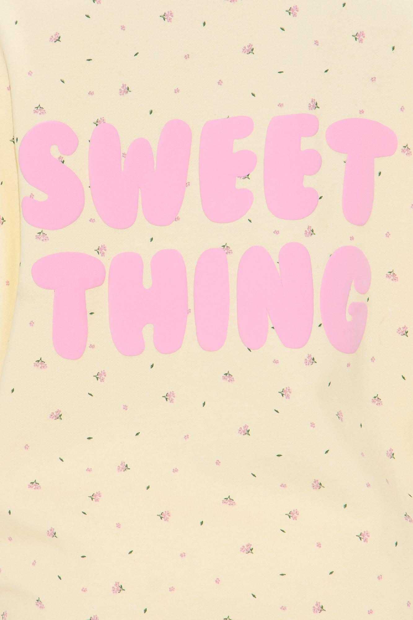 Happy Life  Ditsy Floral Sweatshort Set - Cream/combo Female Product Image