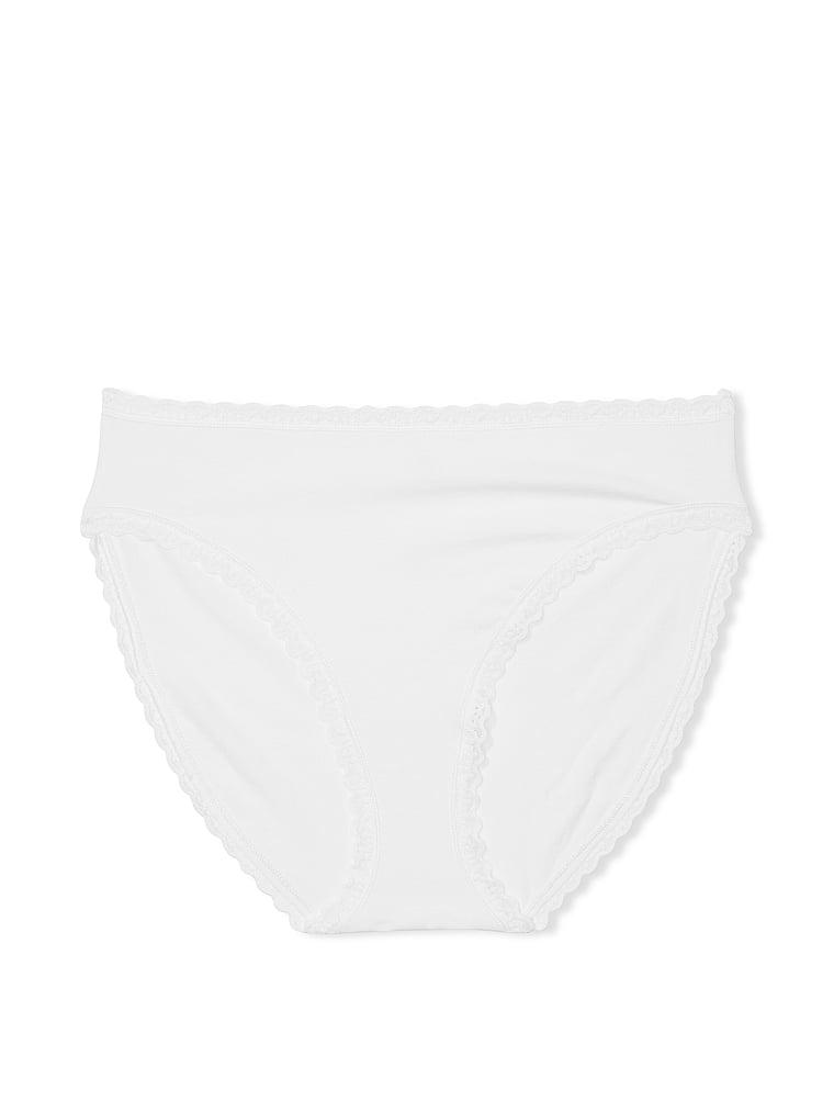 Lace-Trim Cotton High-Leg Brief Panty Product Image
