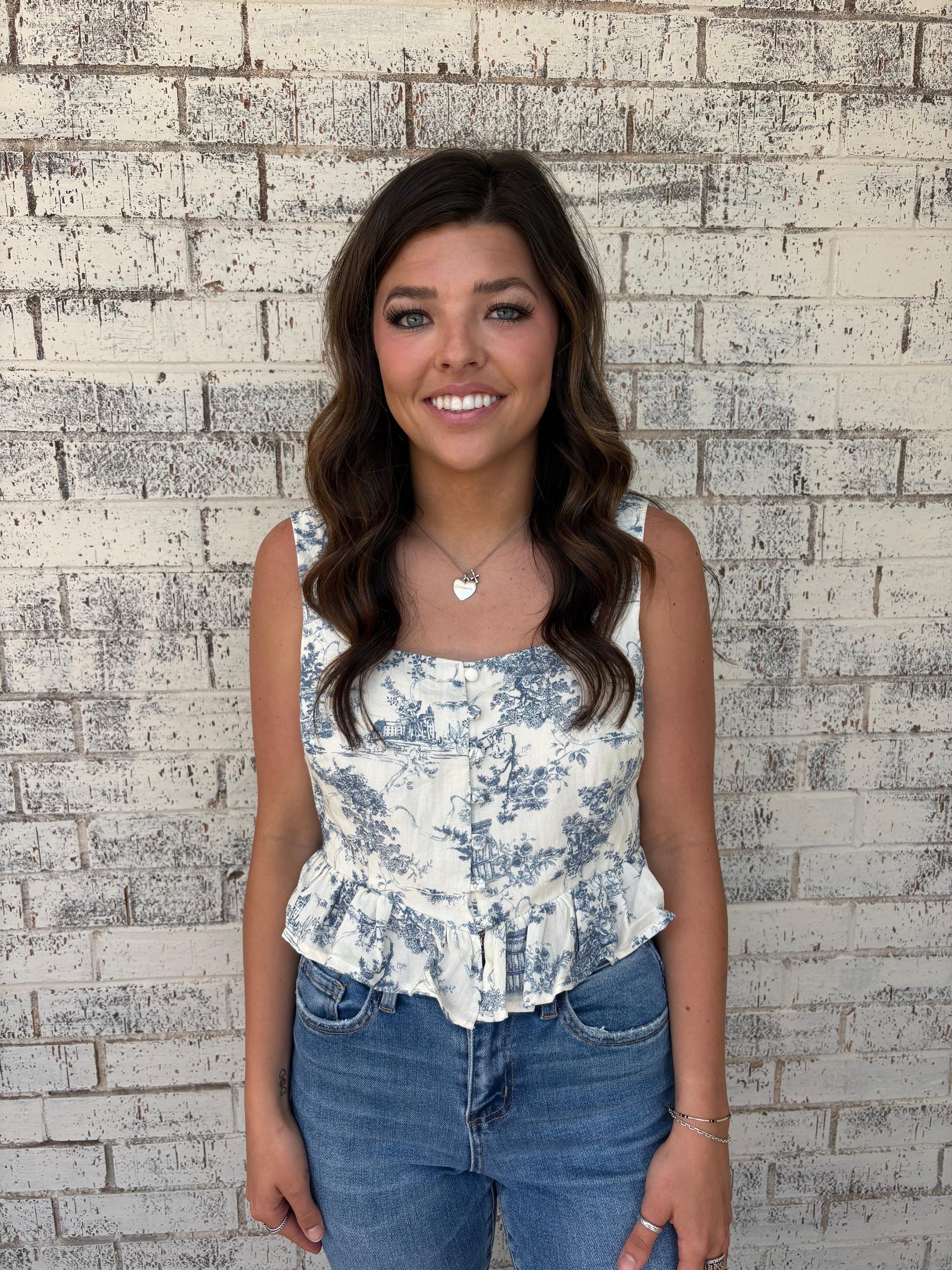 Ivory Garden Square Neck Crop Tank Product Image