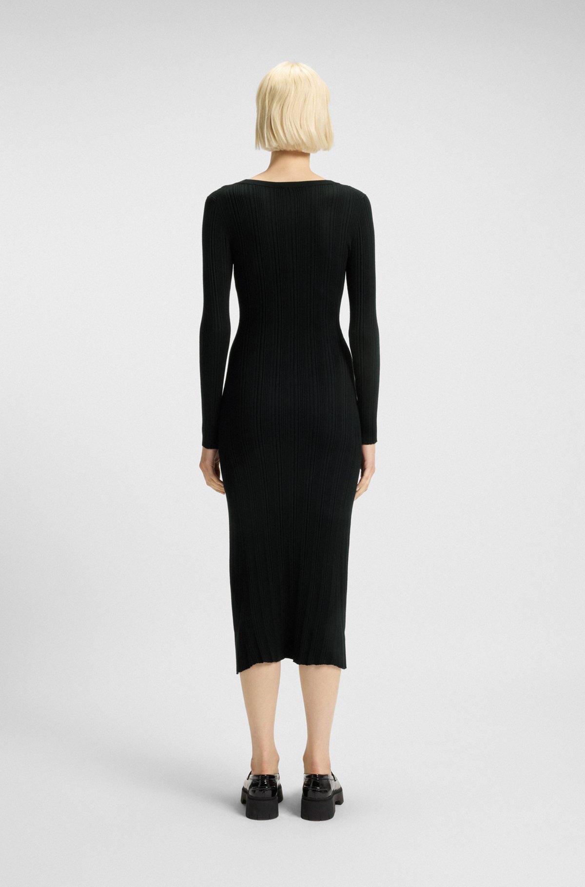 Slim-fit midi dress in ribbed crepe fabric Product Image