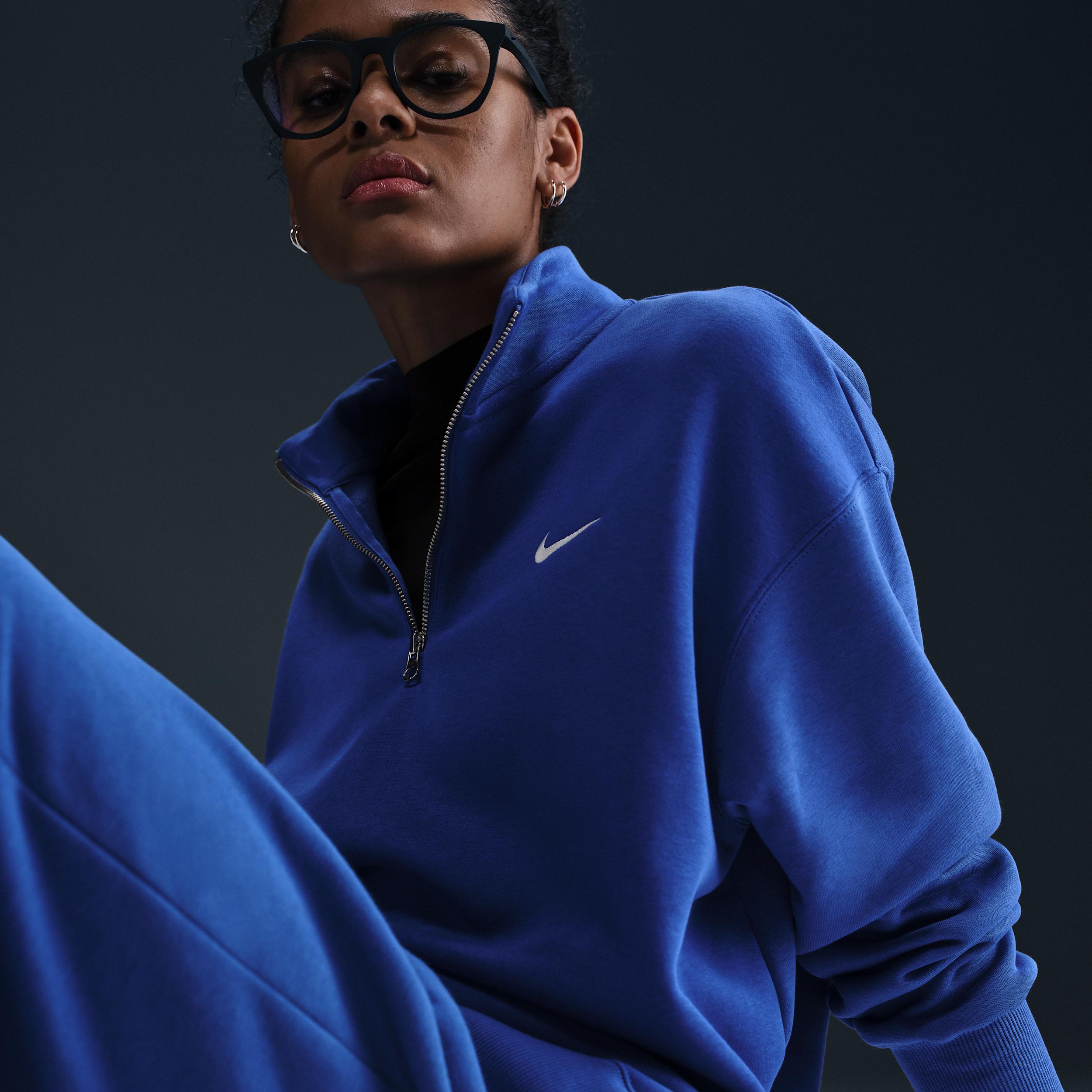 Womens Nike Sportswear Phoenix Fleece Oversized 1/4-Zip Long Sweatshirt | HJ0931-063 Product Image