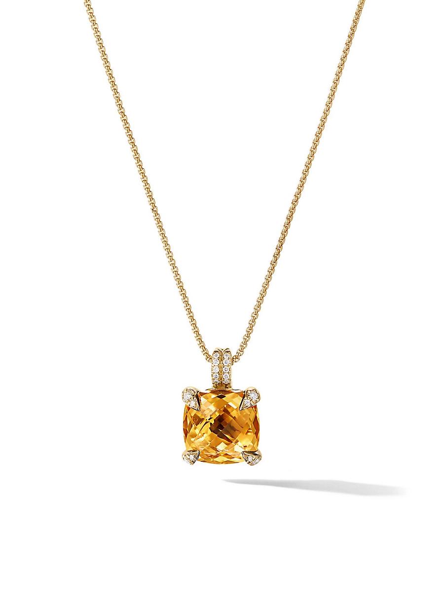 Womens Chatelaine Pendant Necklace in 18K Yellow Gold with Pav Diamonds Product Image