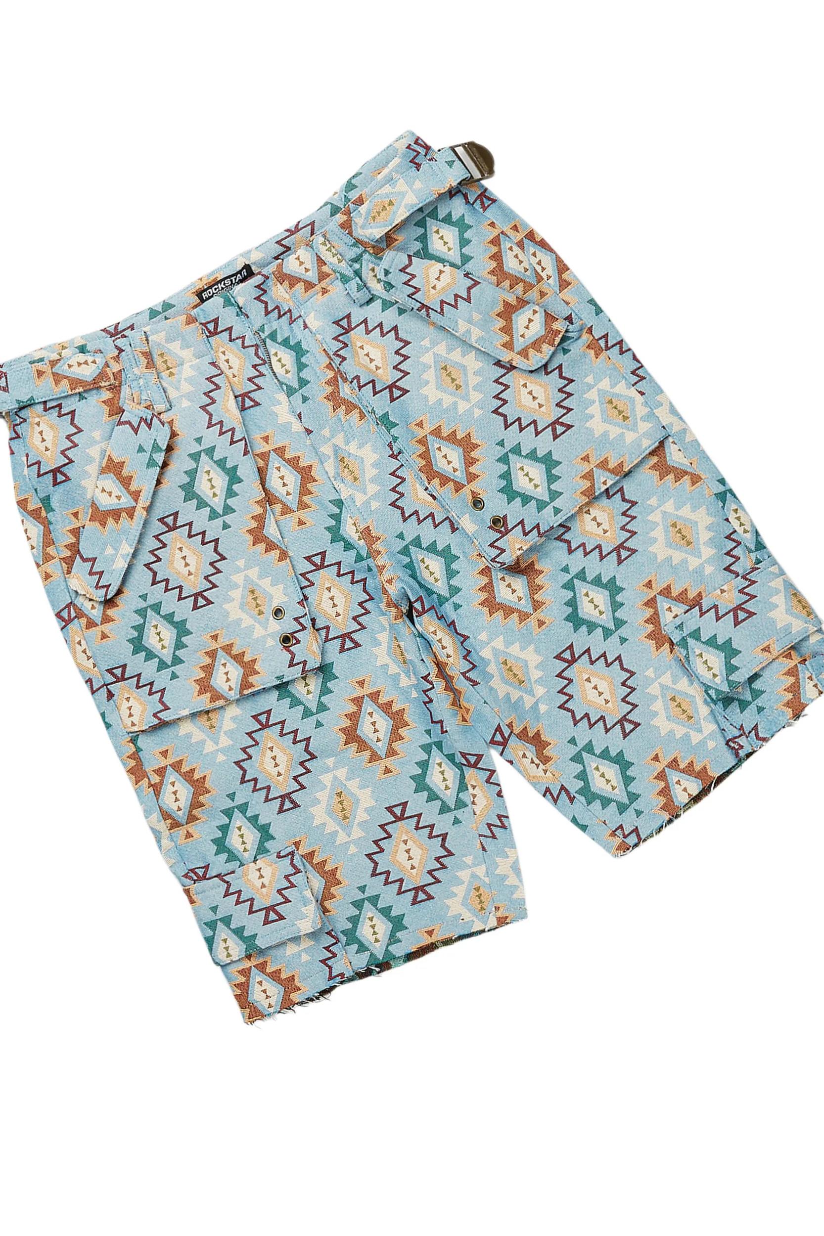 Andraila White/Blue T-Shirt Short Set Female Product Image