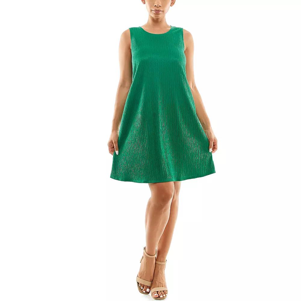 Women's Nina Leonard Sleeveless Textured Trapeze Dress, Size: XL, Spring Green Product Image