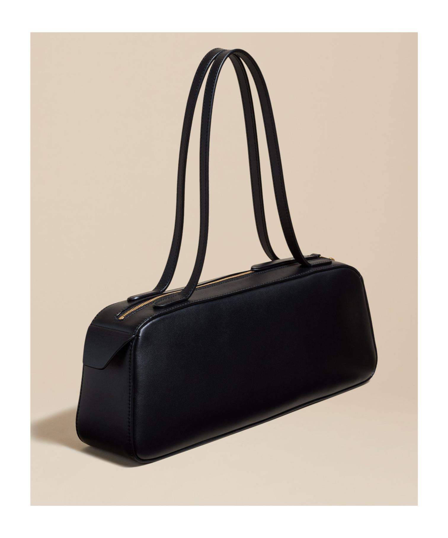KHAITE Simona Crackle Patent Leather Shoulder Bag In Black Product Image