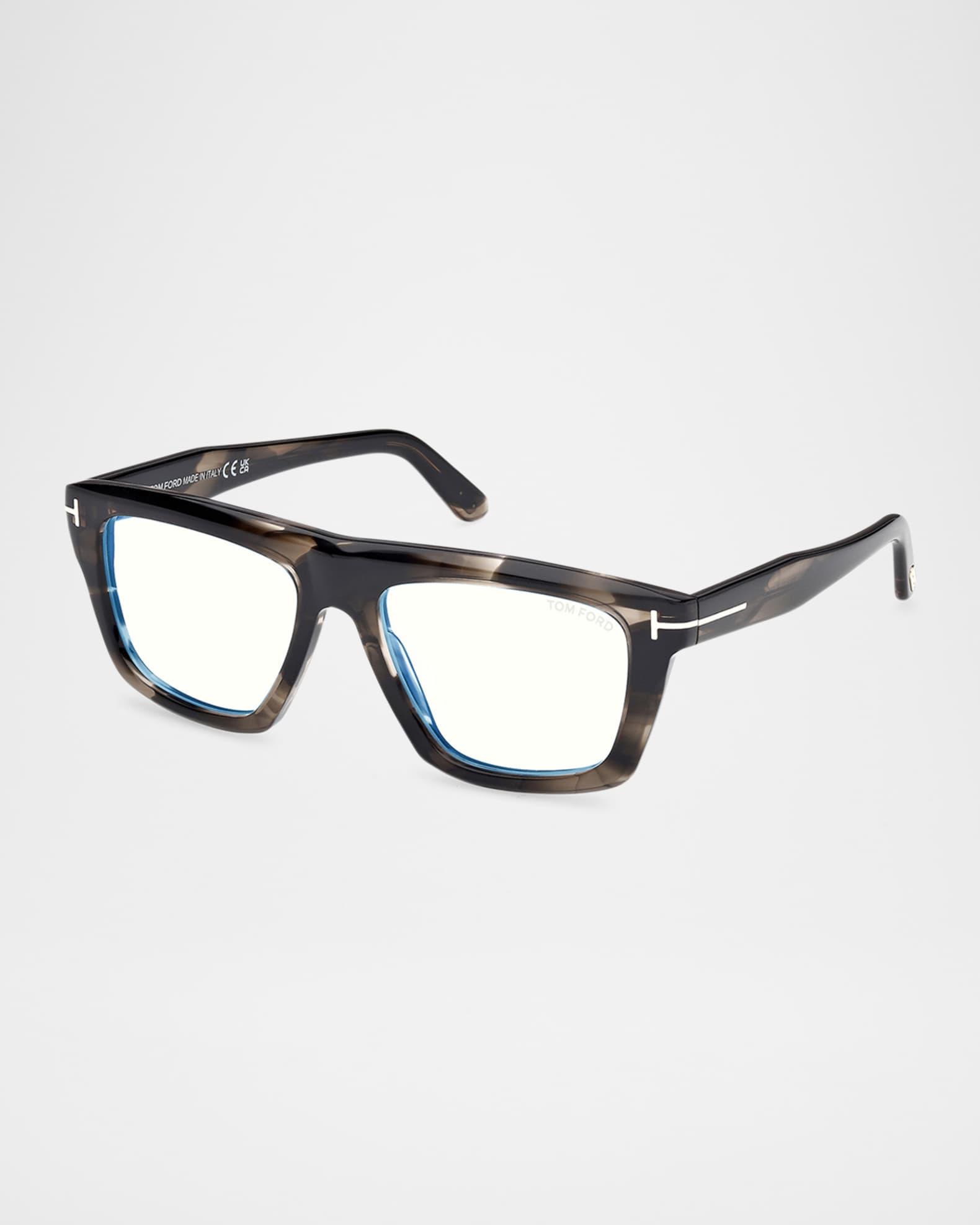 Men's FT6059-BM Acetate Rectangle Blue-Block Optical Frames  Product Image