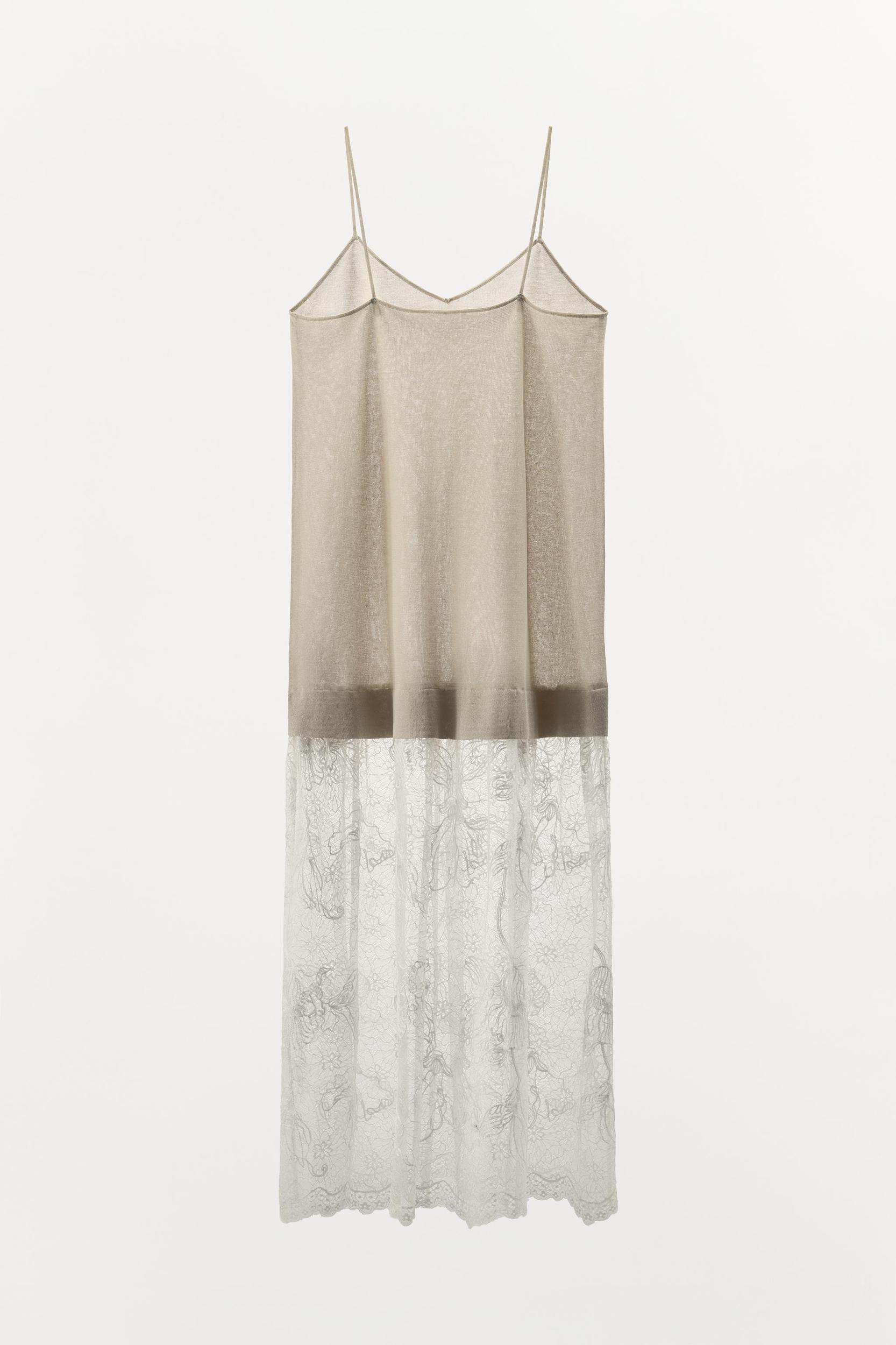 LACE COMBINATION KNIT DRESS Product Image