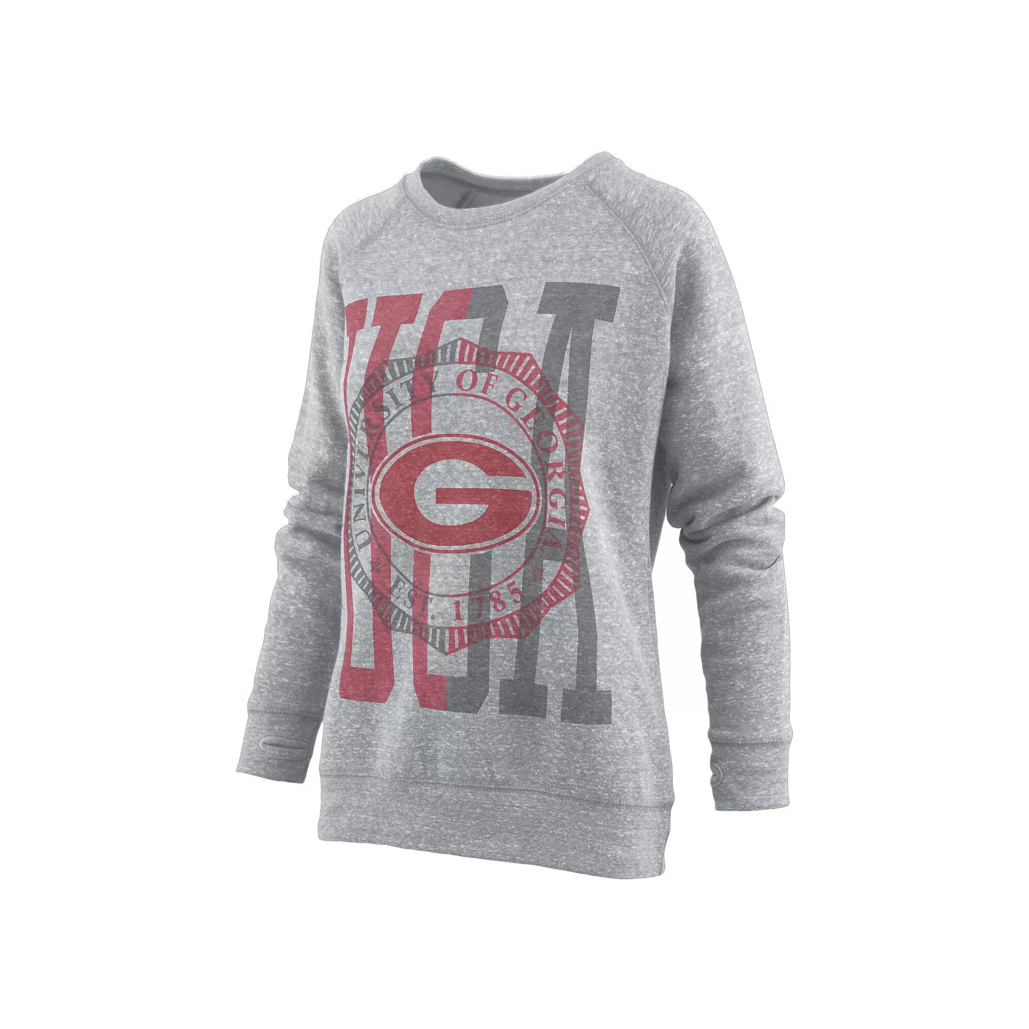Women's Pressbox Heather Gray Georgia Bulldogs Knobi Raglan Pullover Sweatshirt, Size: Medium, Grey Product Image