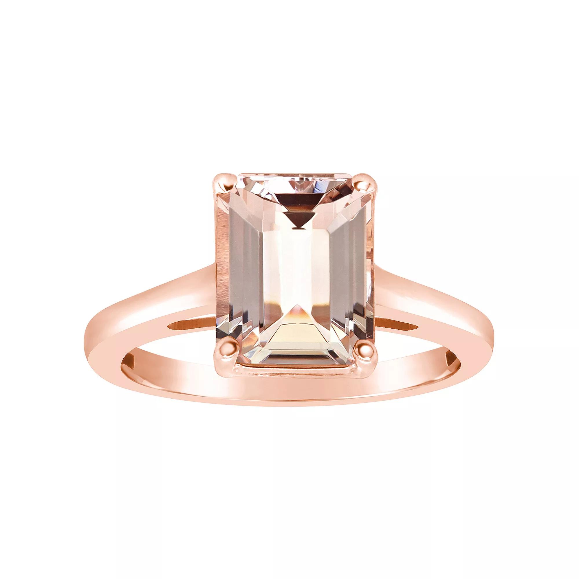 Alyson Layne 14k Gold Emerald Cut Morganite Solitaire Ring, Women's, Size: 6, 14k Rose Gold Product Image
