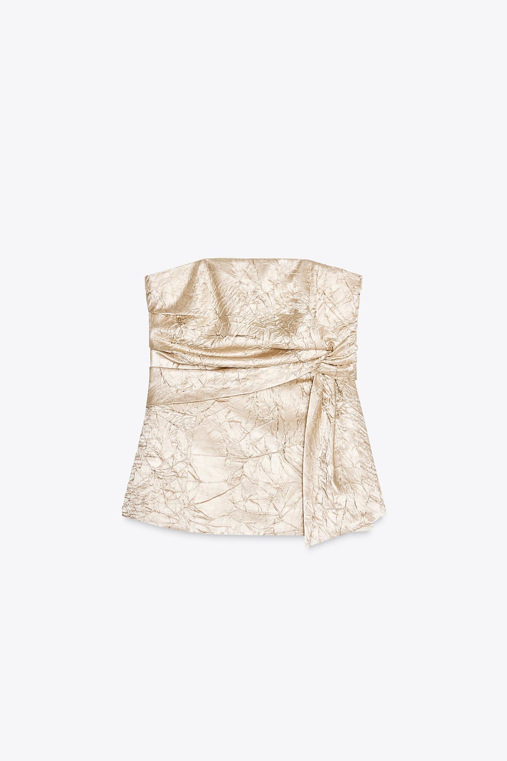 WRINKLED SATIN EFFECT BUSTIER TOP Product Image