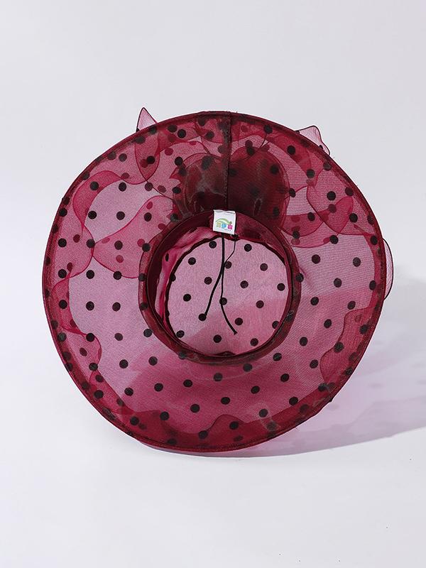 Flower Shape Gauze Polka Dot See-Through Split-Joint Sun Hat Product Image