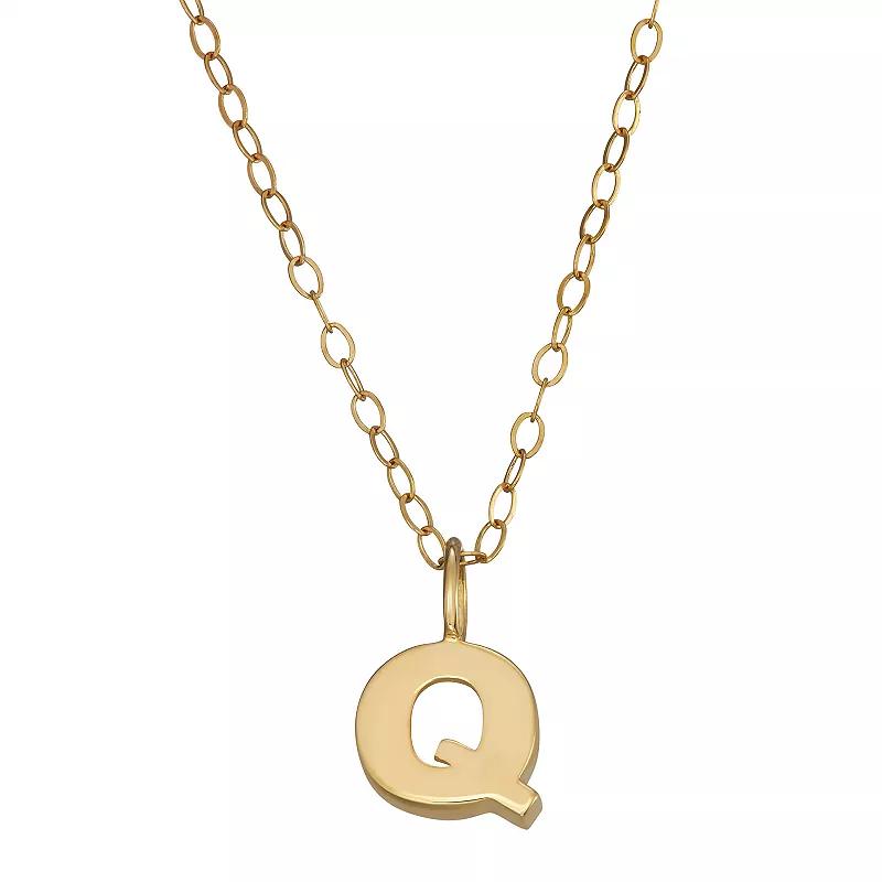10K Gold Initial Pendant on 14K Gold Filled Chain, Womens Product Image