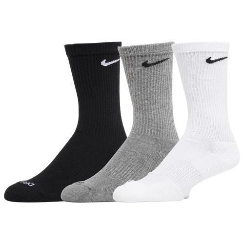 Nike Mens Nike 3 Pack Dri-FIT Plus Crew Socks - Mens Grey/Black Product Image