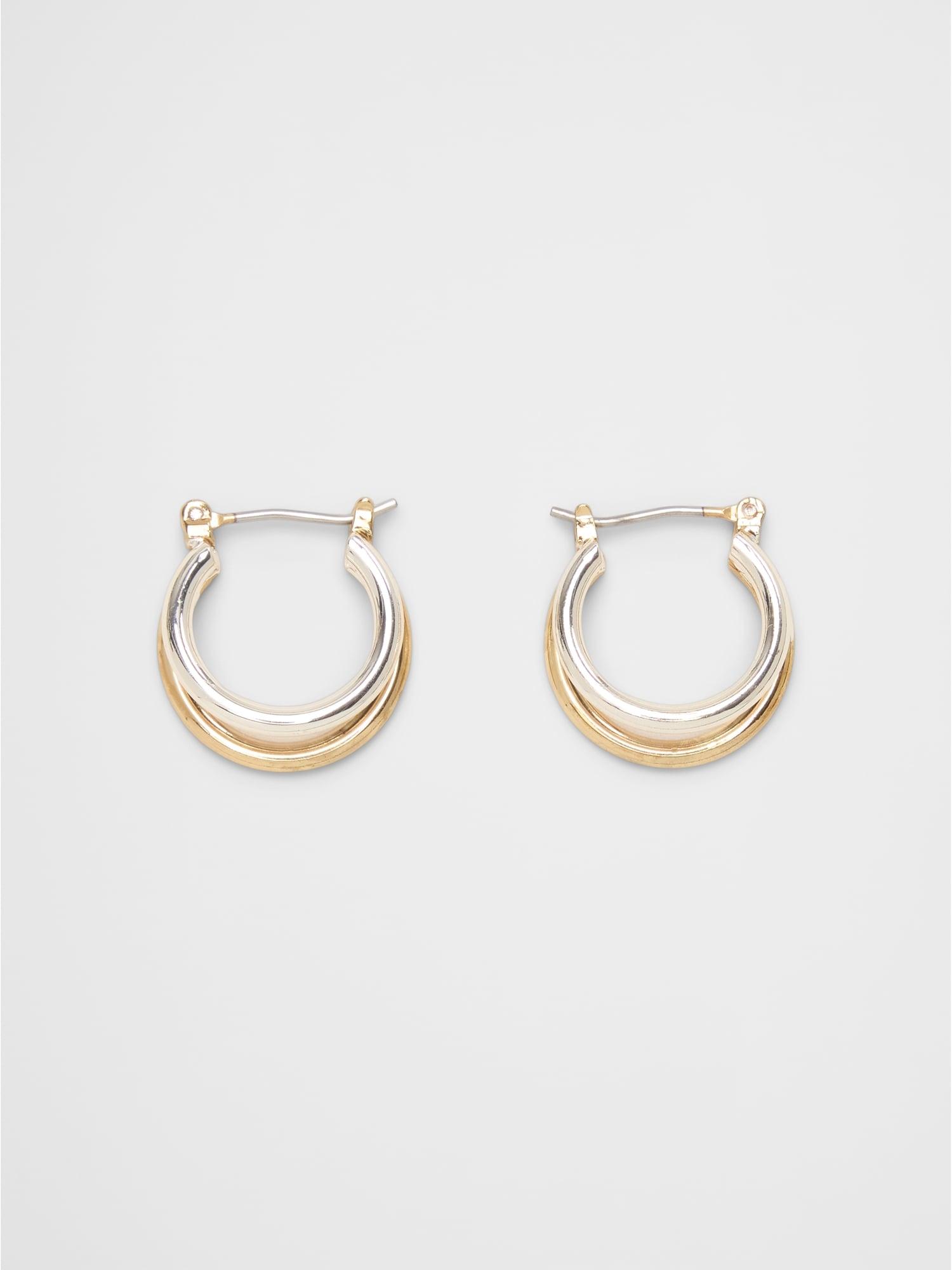 Mixed Metal Huggie Earrings Product Image