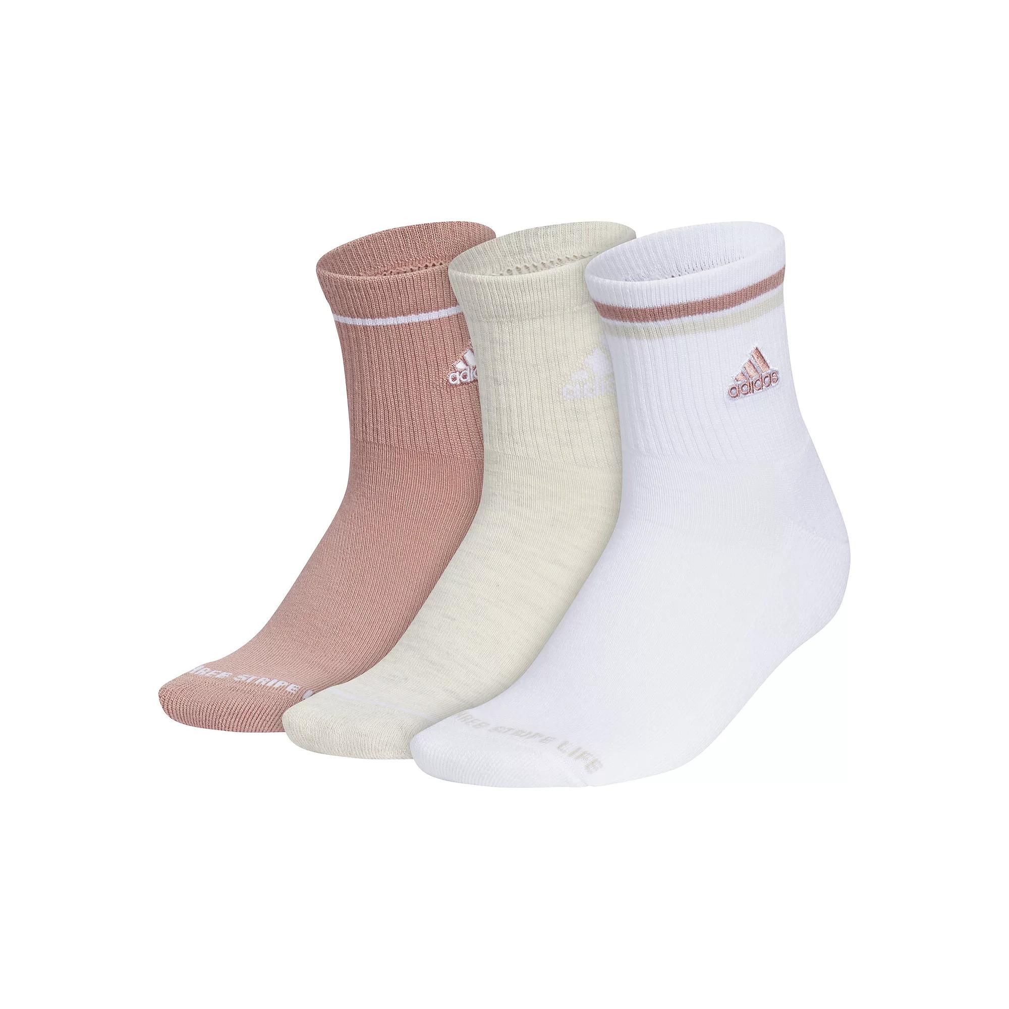 Women's adidas Cushioned Sport 2.0 3-Pack High Quarter Socks, Size: 5-10, Clay Beige White Product Image