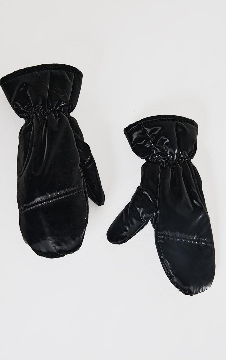 Black Shiny Nylon Mittens Product Image